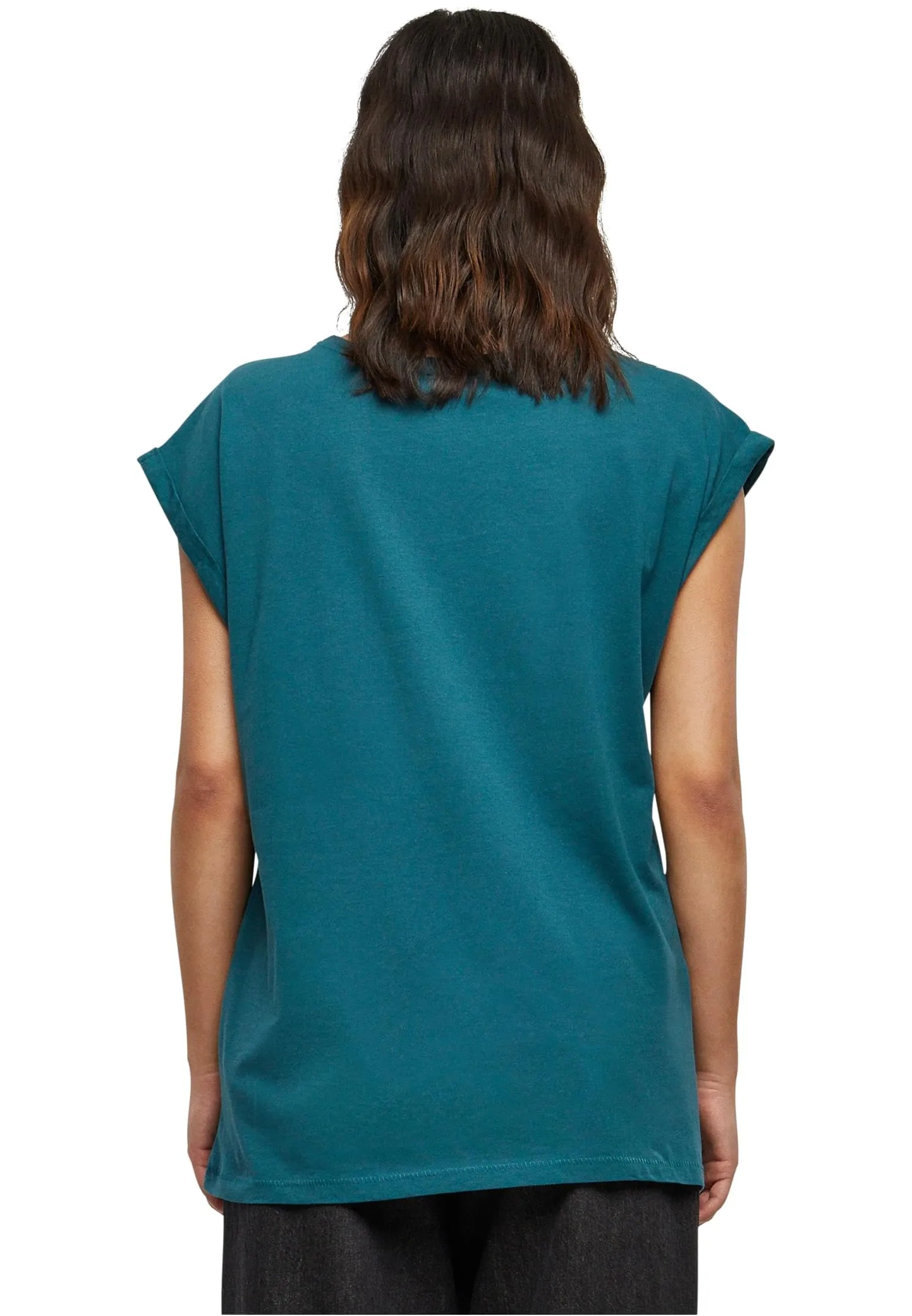 Urban Classics Donna T-Shirt con Manica Arrotolata in Cotone, Rosso Ciliegia, Taglia XXL - immagine 4