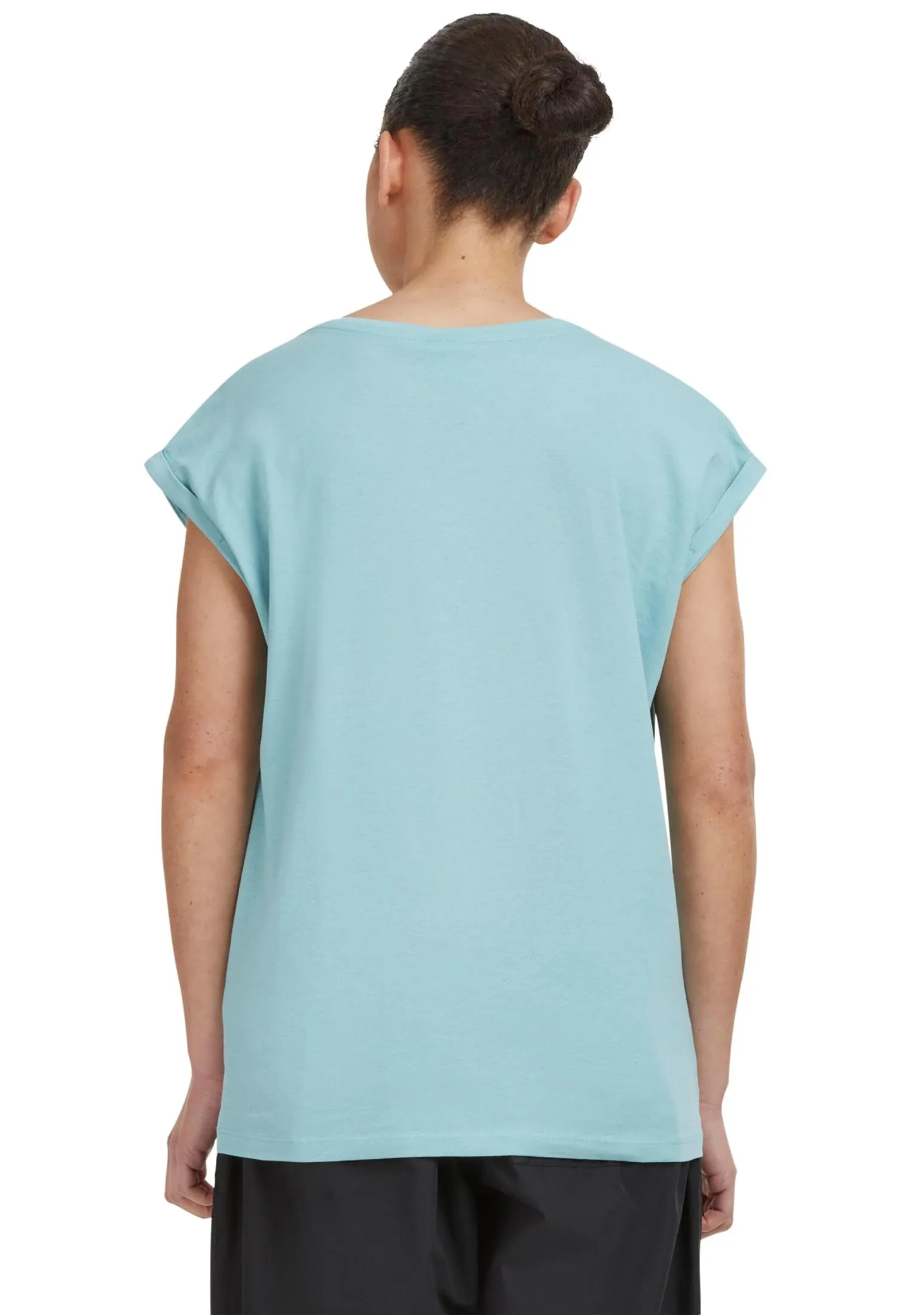 Urban Classics Donna T-shirt Manica Arrotolata in Cotone, Rosso Ciliegia, Taglia XXL - immagine 3