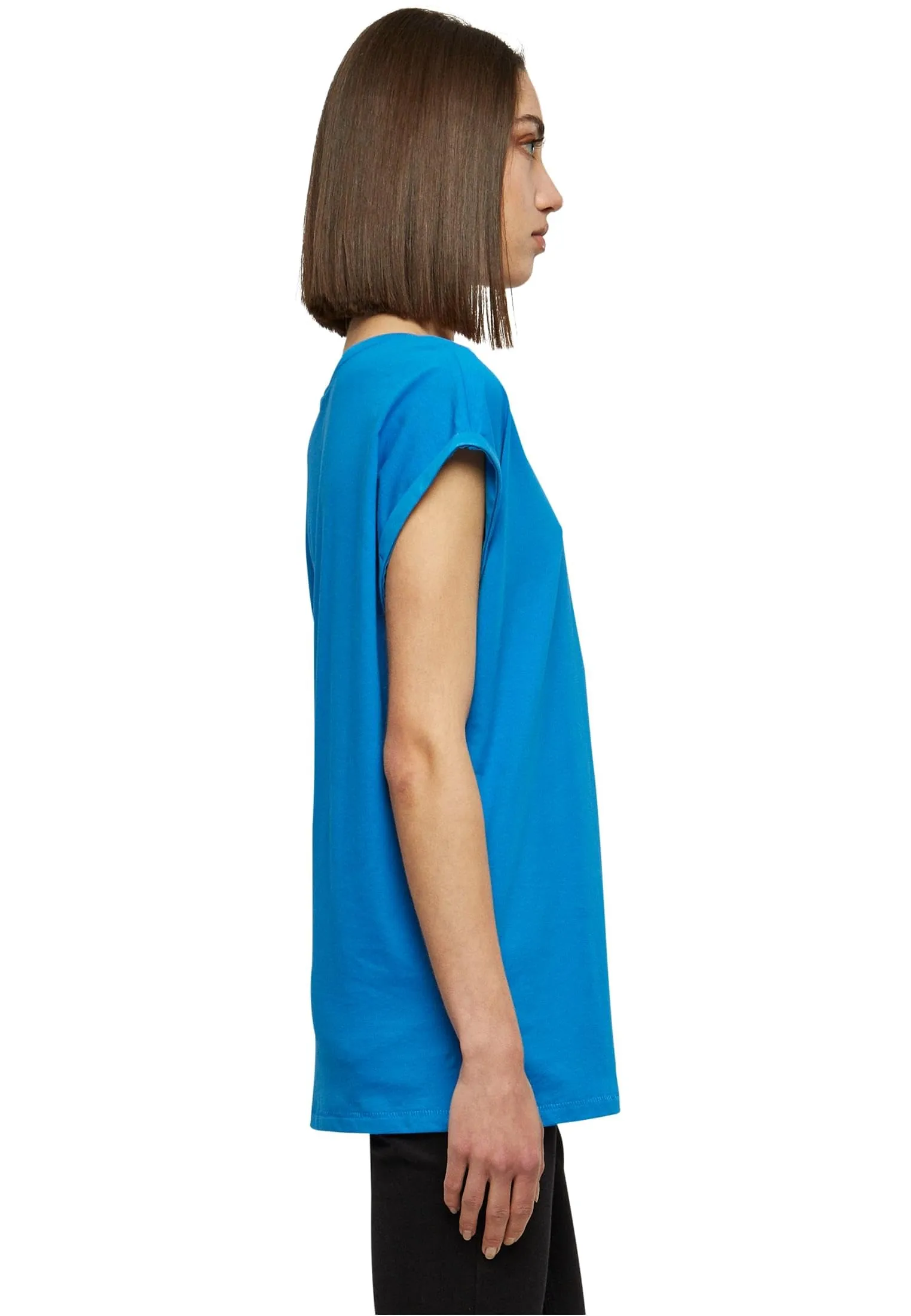 Urban Classics T-shirt da Donna con Manica Arrotolata, Cotone, Blu, XL - immagine 4
