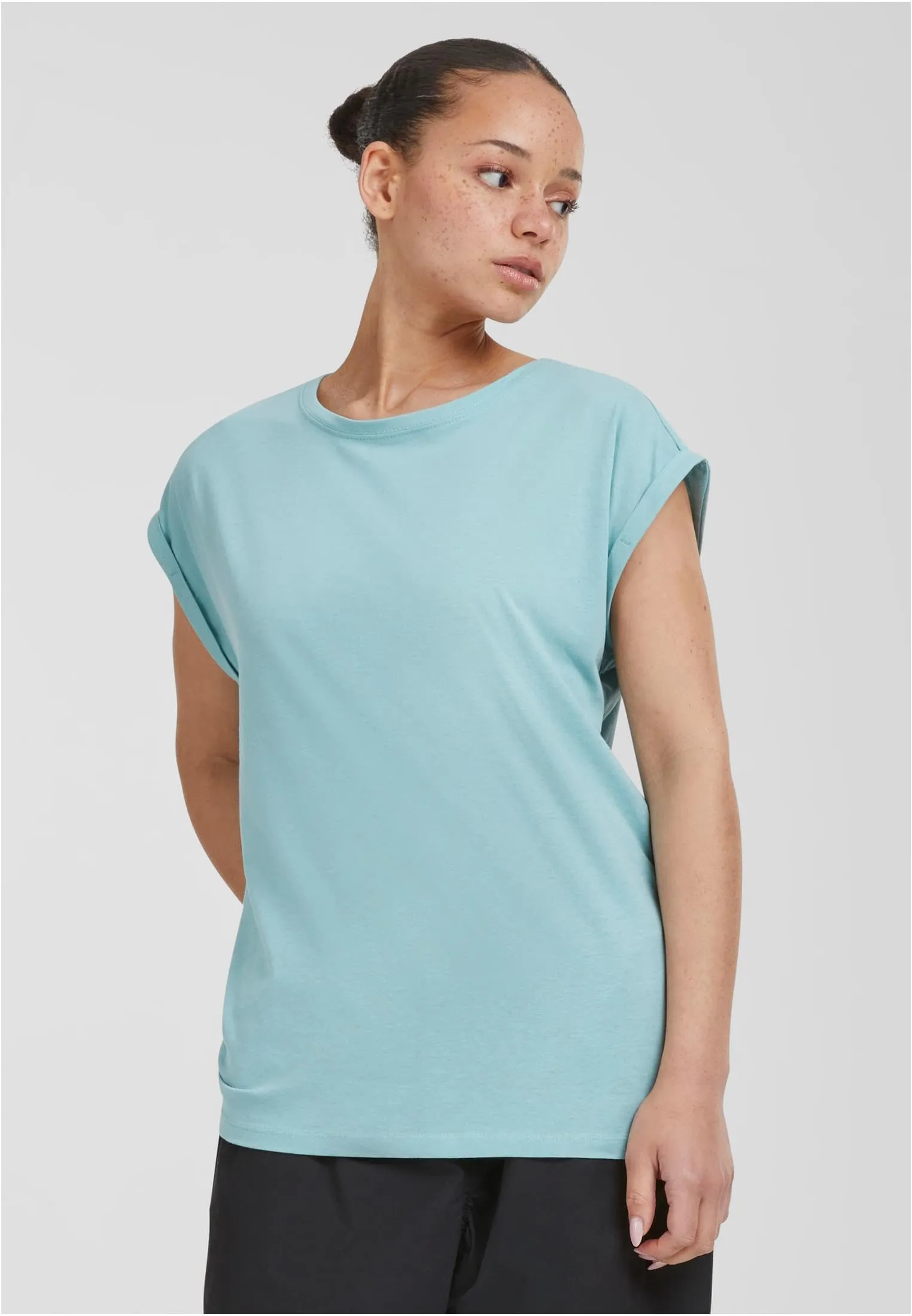 Urban Classics T-shirt da Donna con Manica Arrotolata, Cotone, Rosso Ciliegia, XXL - immagine 6