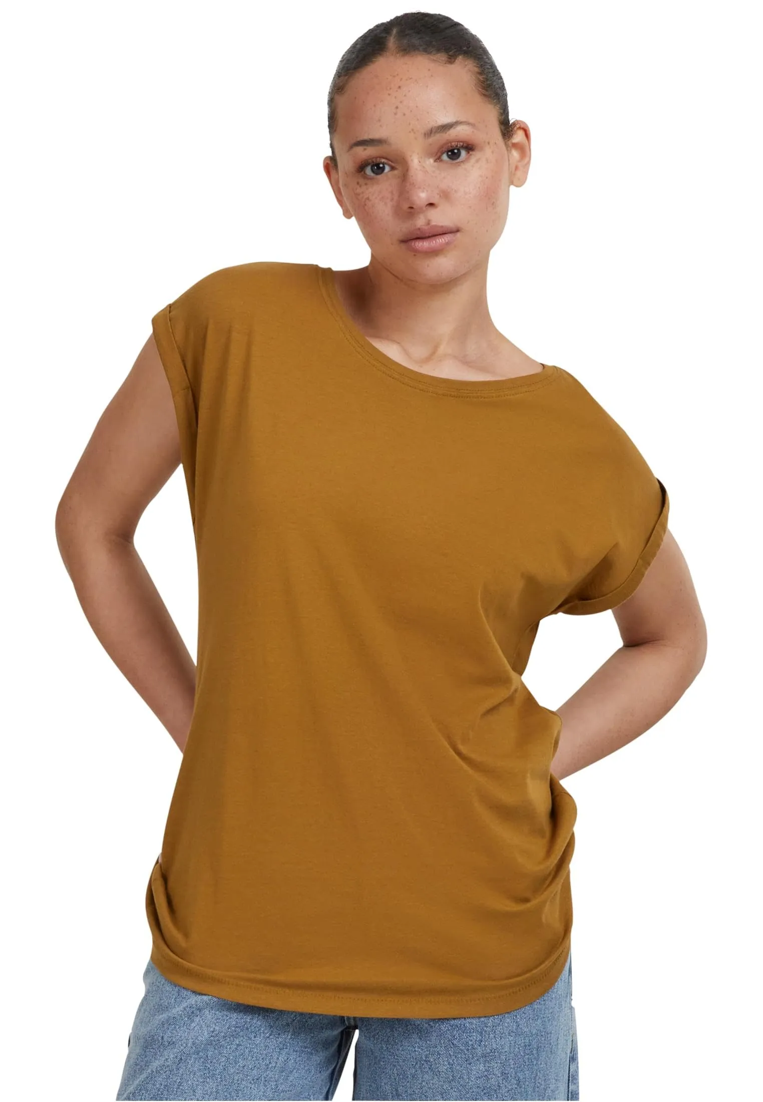 Urban Classics T-shirt da Donna con Manica Arrotolata in Cotone, Rosso Ciliegia, Taglia XXL - immagine 1