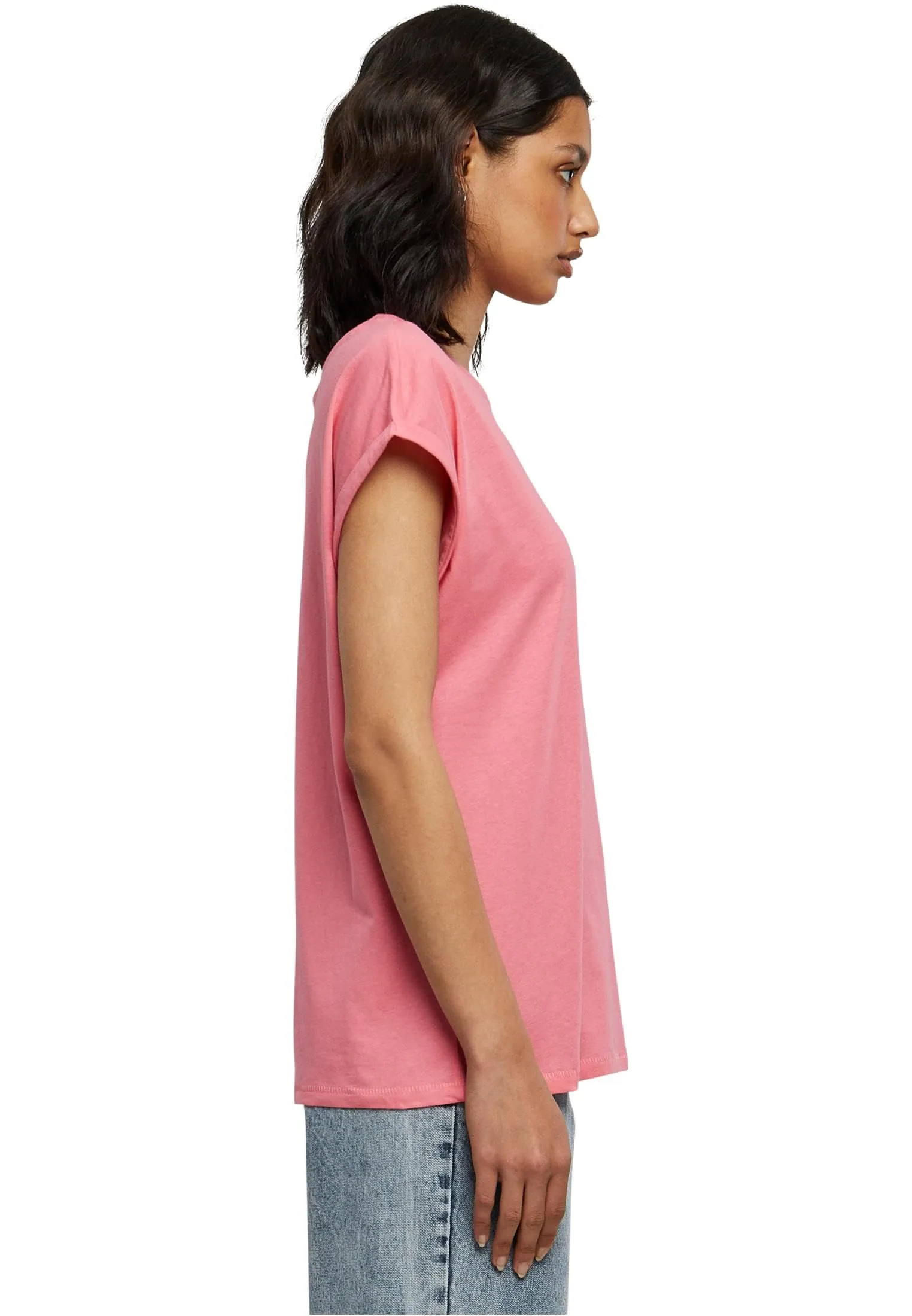 Urban Classics T-shirt da Donna con Manica Arrotolata in Cotone, Rosso Ciliegia, Taglia XXL - immagine 2