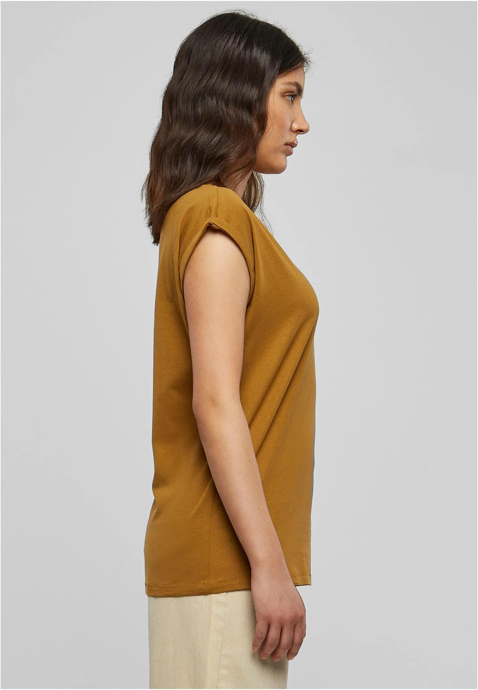 Urban Classics T-shirt da Donna con Maniche Arrotolate in Cotone, Rosso Ciliegia, Taglia XXL - immagine 8