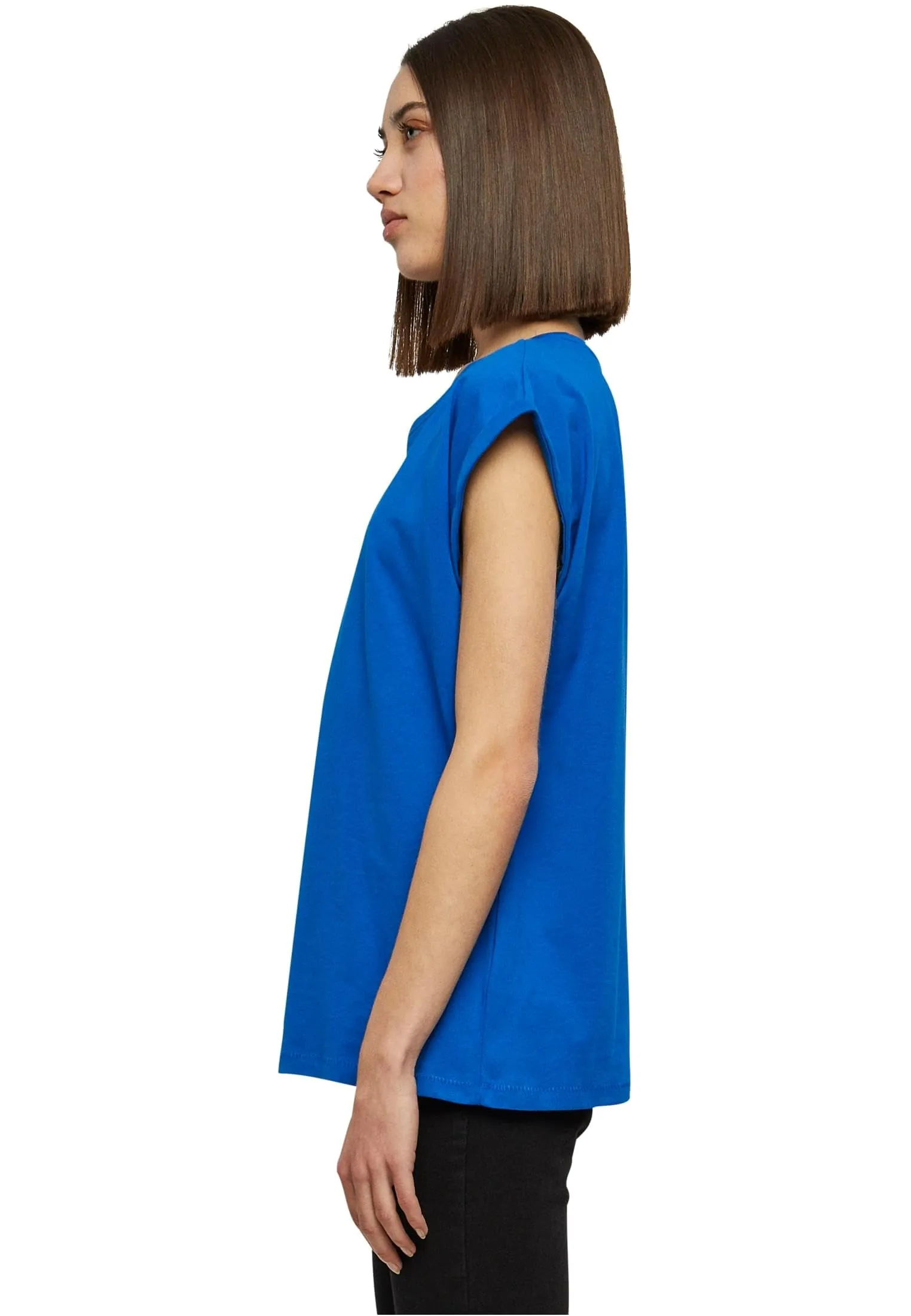 Urban Classics Donna T-Shirt in Cotone con Manica Arrotolata, Rosso Ciliegia, XXL - immagine 2