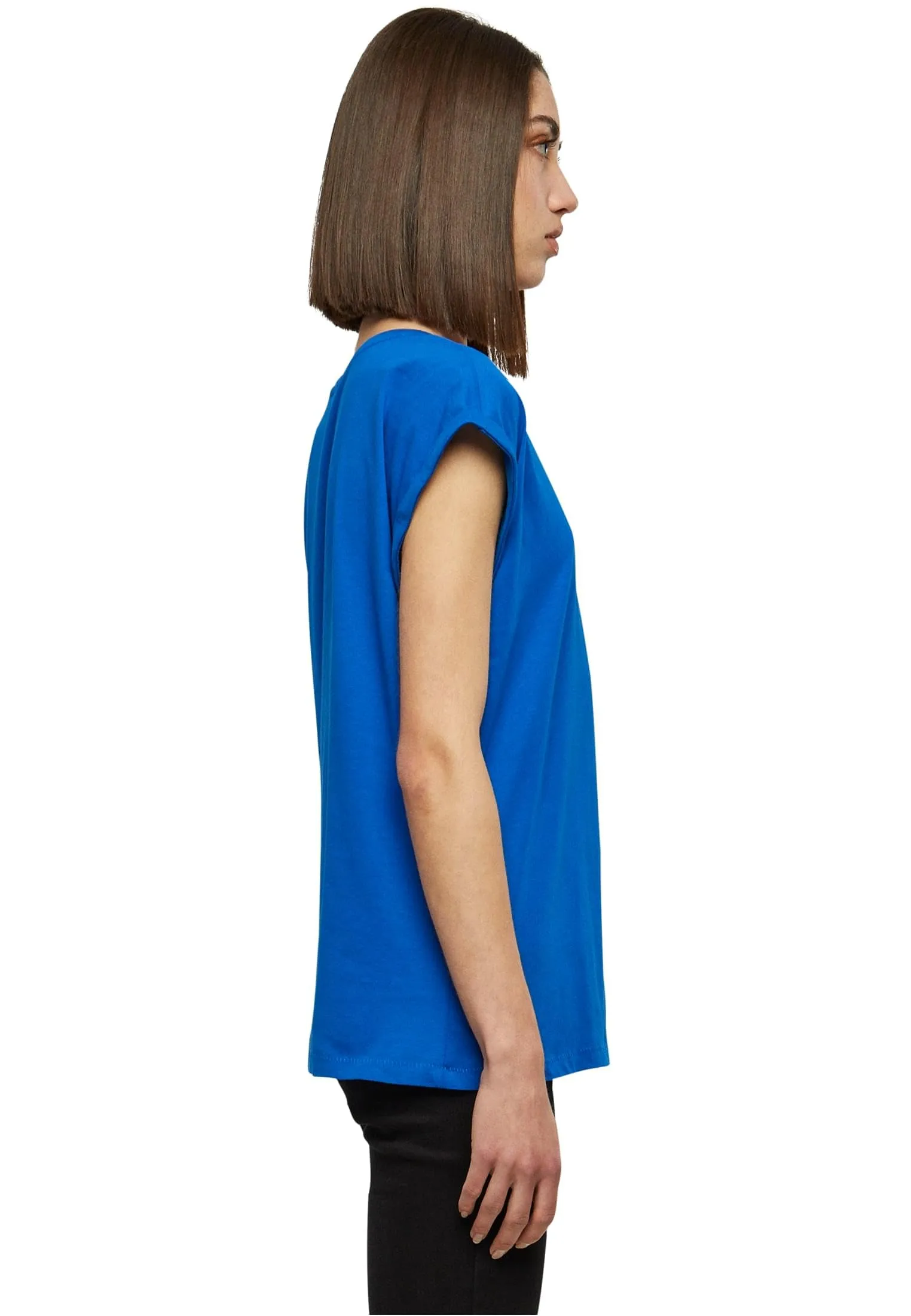 Urban Classics Donna T-Shirt in Cotone con Manica Arrotolata, Rosso Ciliegia, XXL - immagine 4