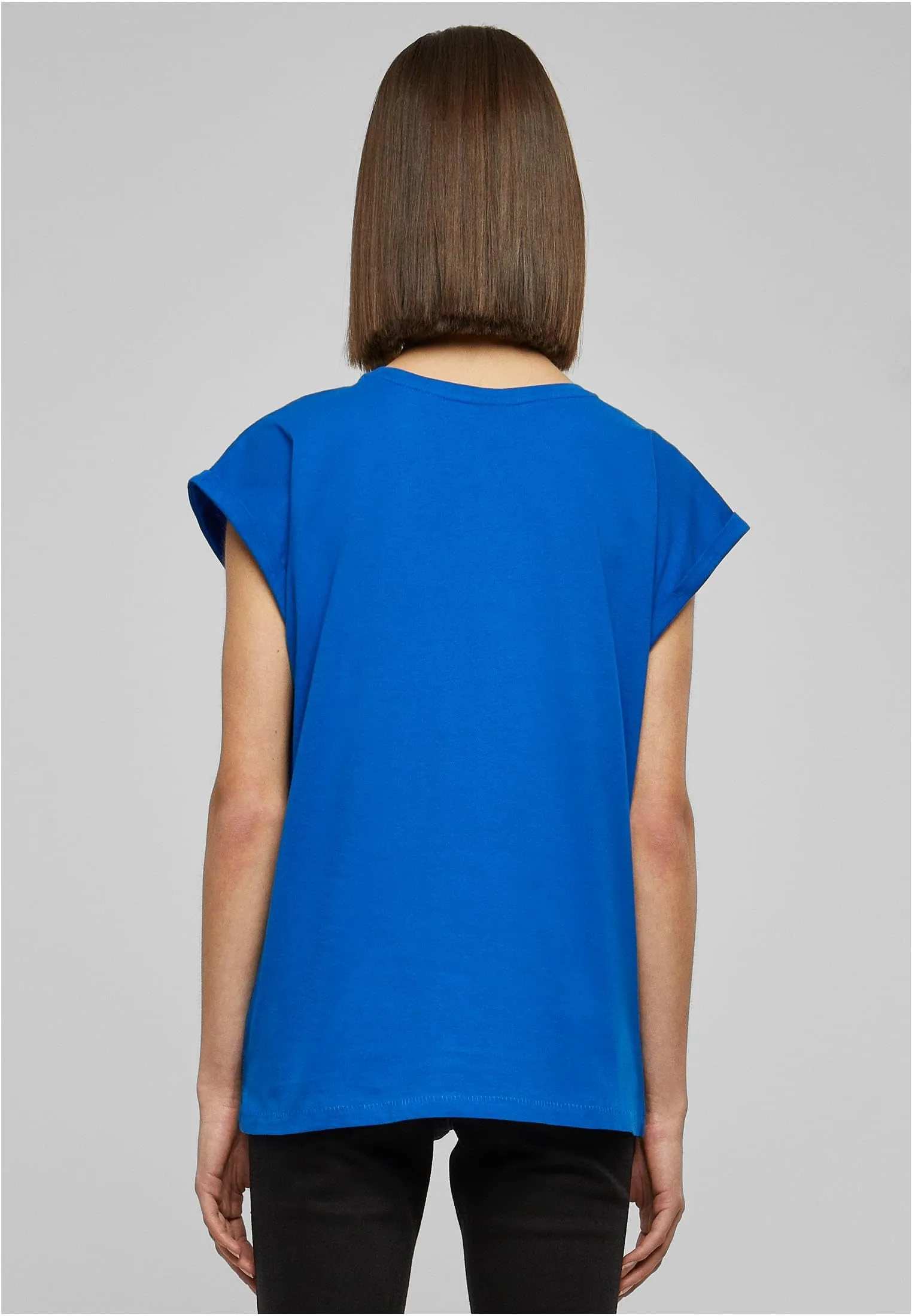 Urban Classics Donna T-shirt con Manica Arrotolata e Scollo Rotondo, Blu, XL - immagine 6