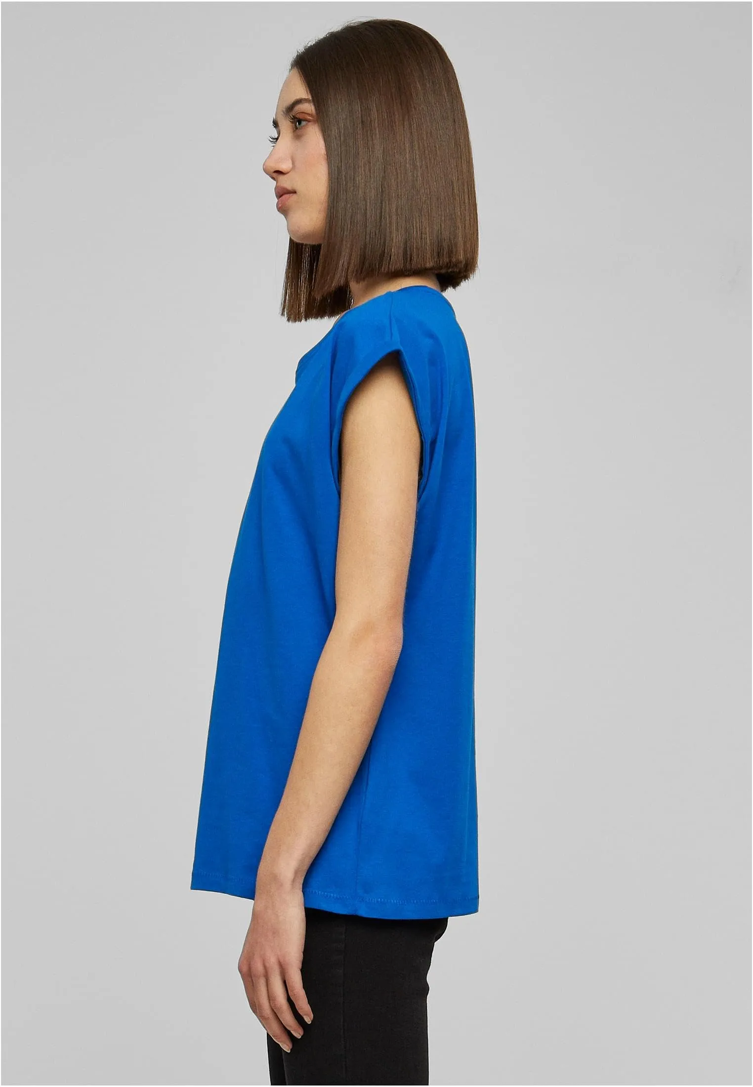 Urban Classics Donna T-shirt con Manica Arrotolata e Scollo Rotondo, Blu, XL - immagine 7