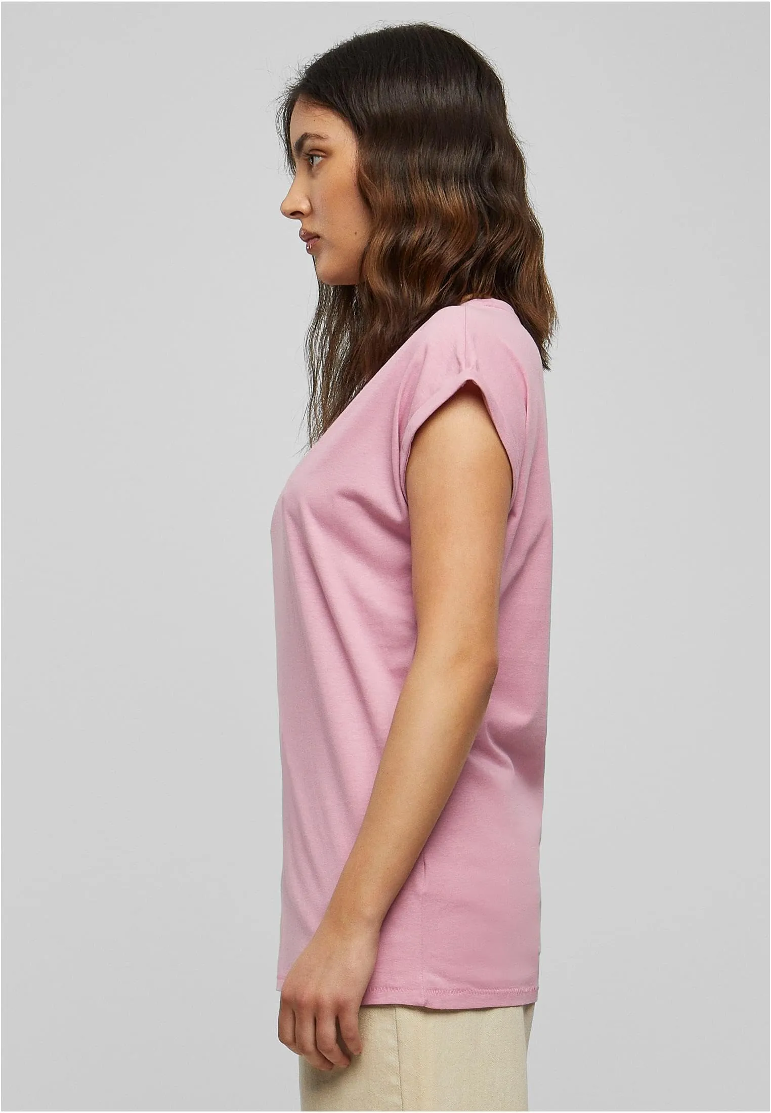 Urban Classics T-shirt da Donna con Manica Arrotolata in Cotone, Rosa, XL - immagine 7
