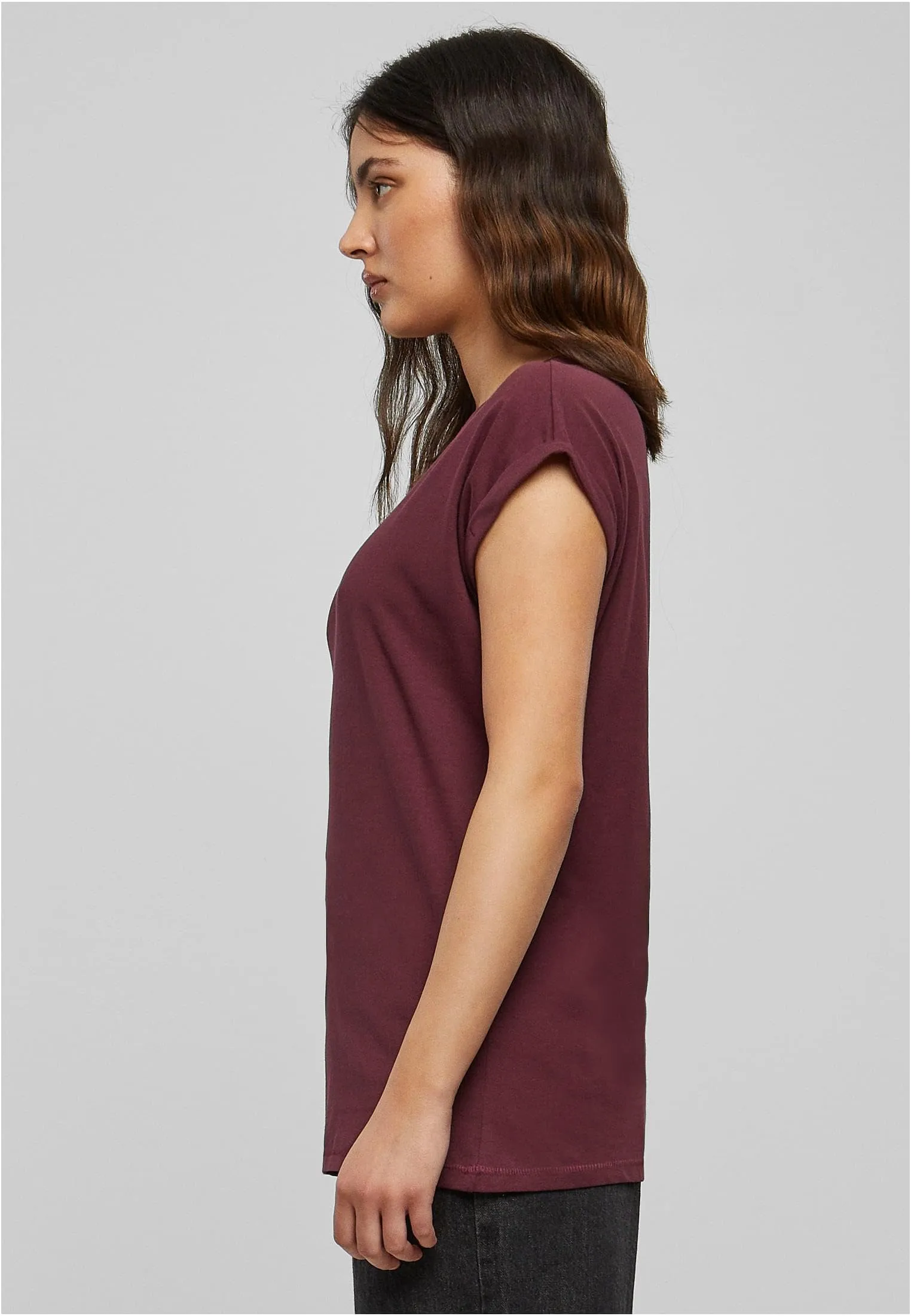 Urban Classics T-Shirt da Donna con Manica Arrotolata, Cotone, Rosso Ciliegia, Taglia XXL - immagine 9