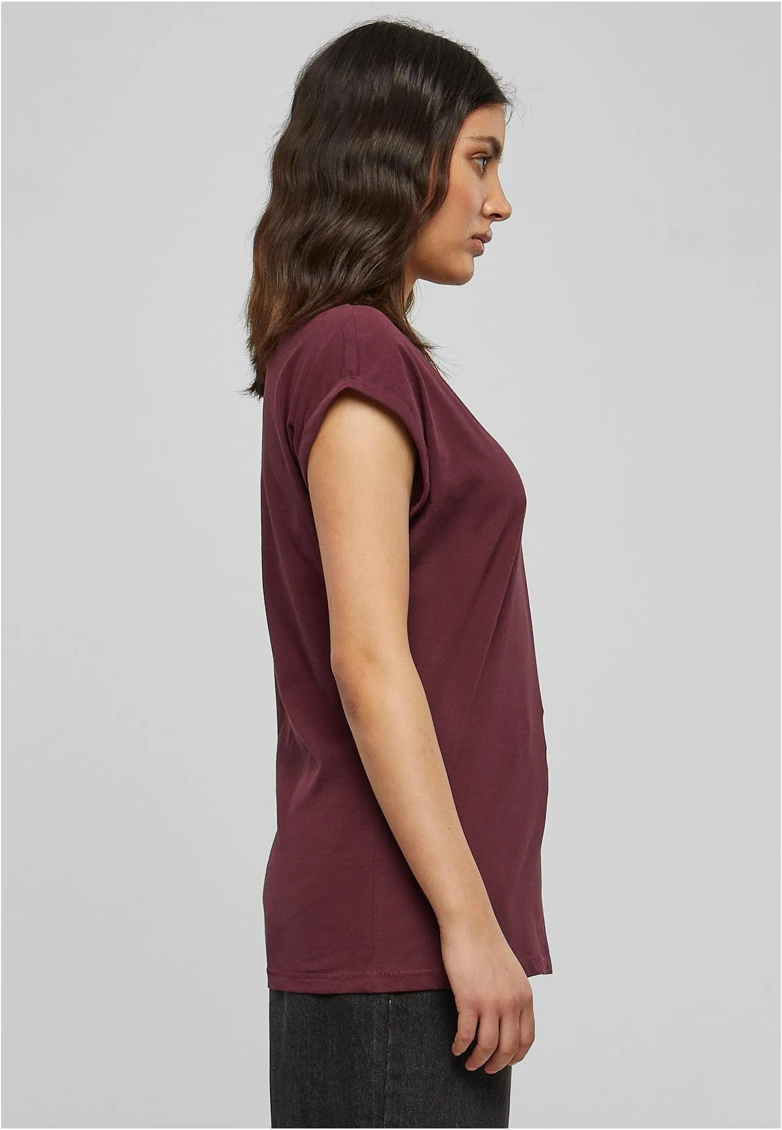 Urban Classics T-Shirt da Donna con Manica Arrotolata, Cotone, Rosso Ciliegia, Taglia XXL - immagine 10
