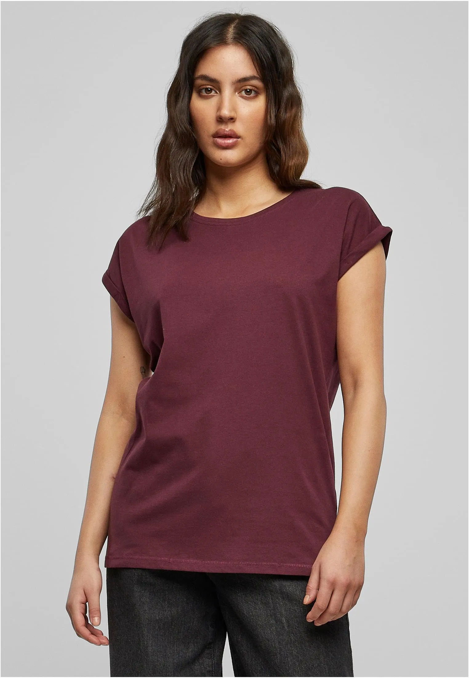 Urban Classics T-Shirt da Donna con Manica Arrotolata, Cotone, Rosso Ciliegia, Taglia XXL - immagine 6