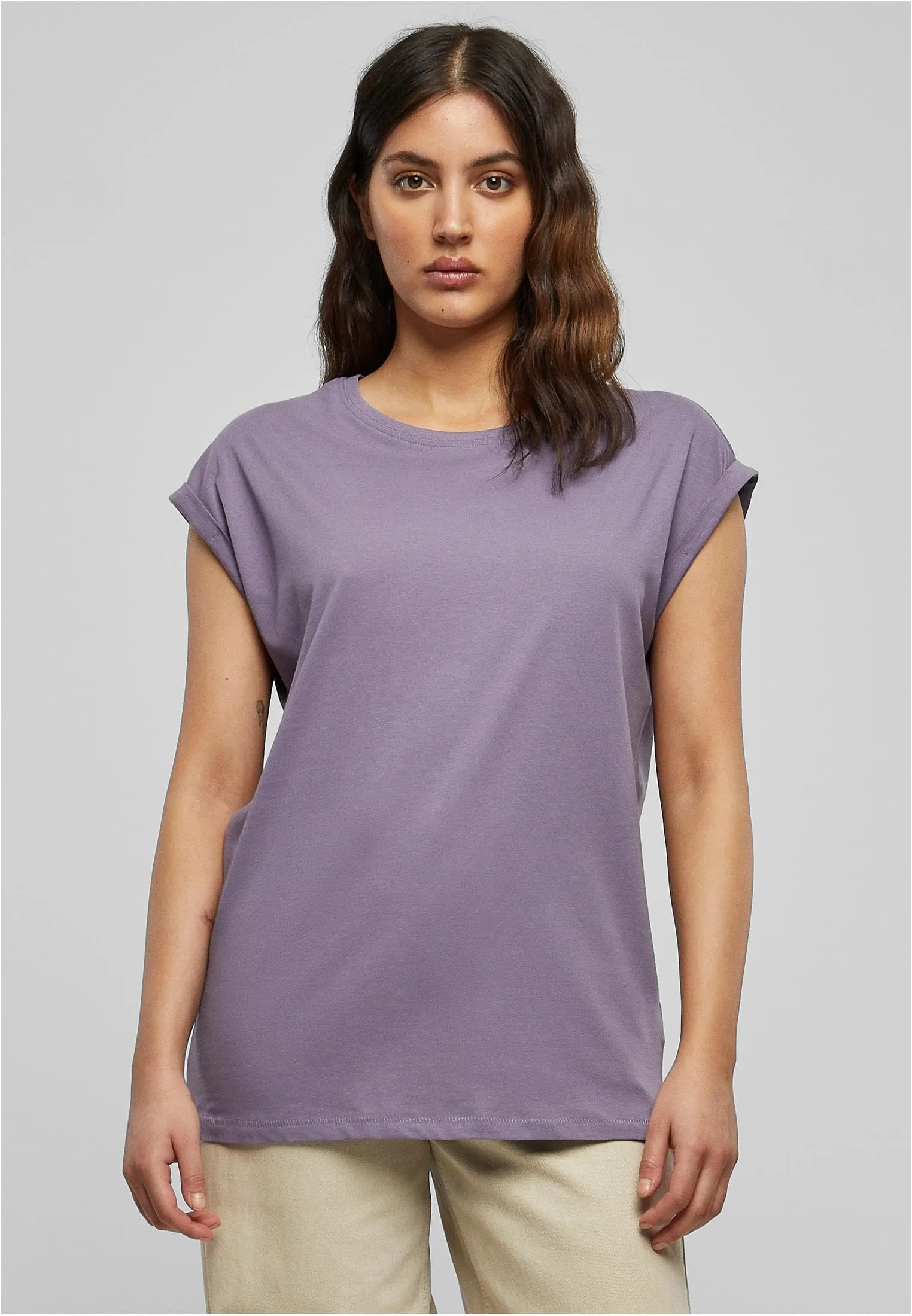 Urban Classics T-Shirt da Donna con Manica Arrotolata, Cotone, Rosso Ciliegia, Taglia XXL - immagine 3