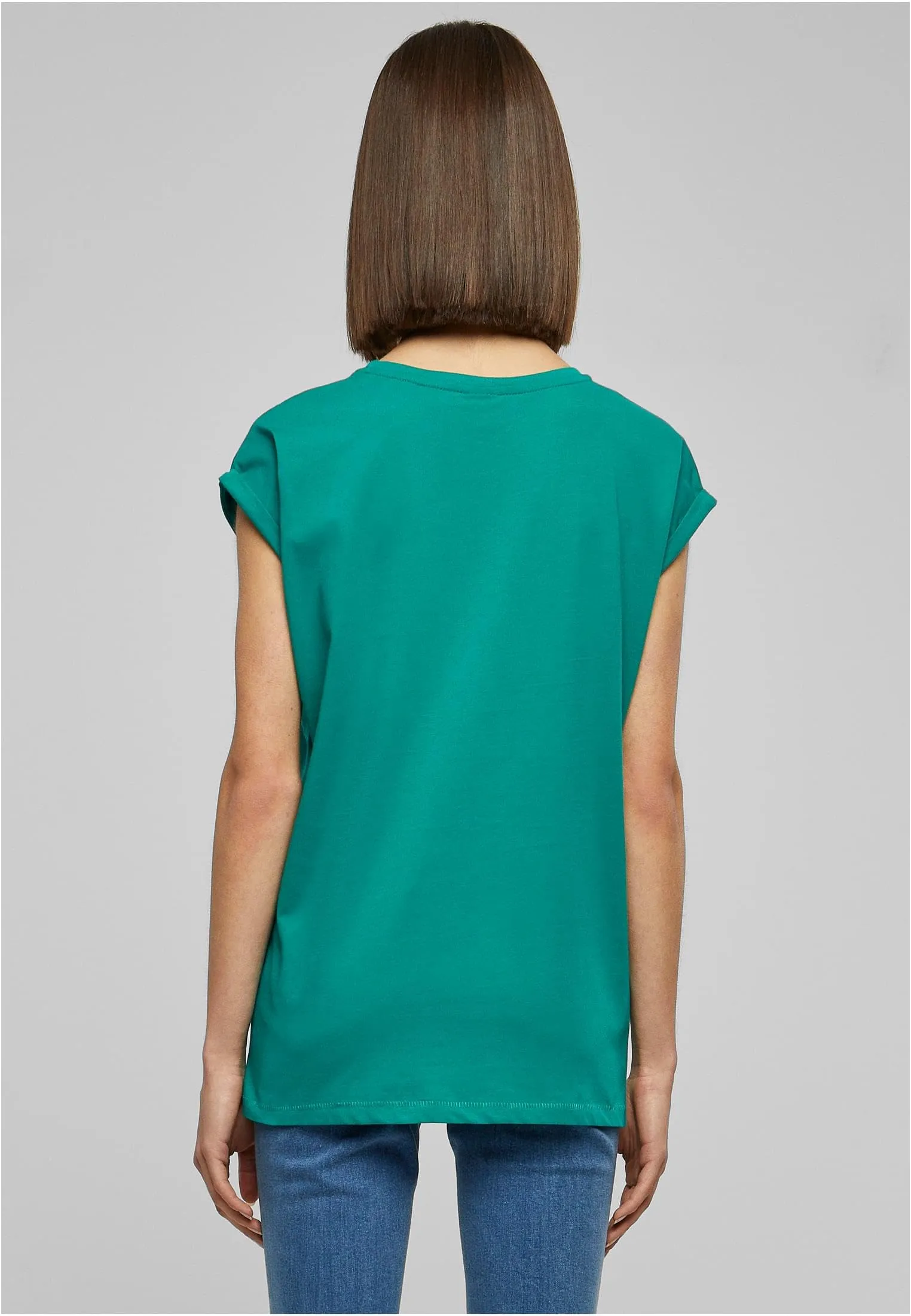Urban Classics T-shirt da Donna con Maniche Arrotolate in Cotone, Rosso Ciliegia, Taglia XXL - immagine 6