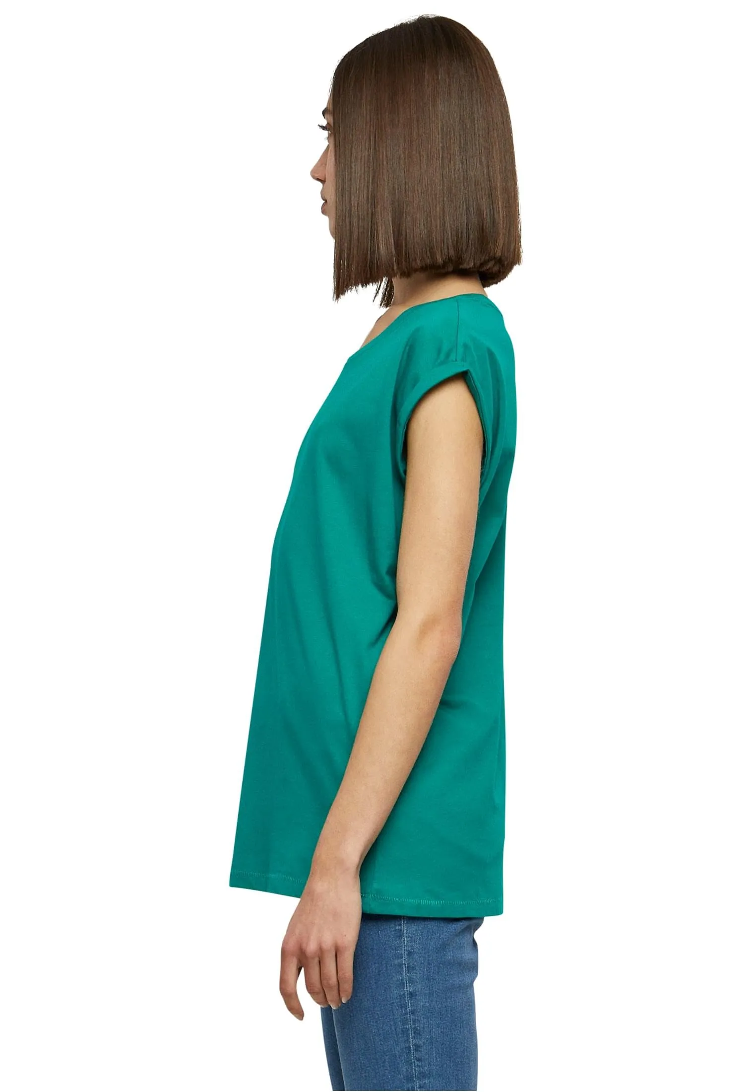 Urban Classics T-shirt da Donna con Manica Arrotolata in Cotone, Rosso Ciliegia, XXL - immagine 2