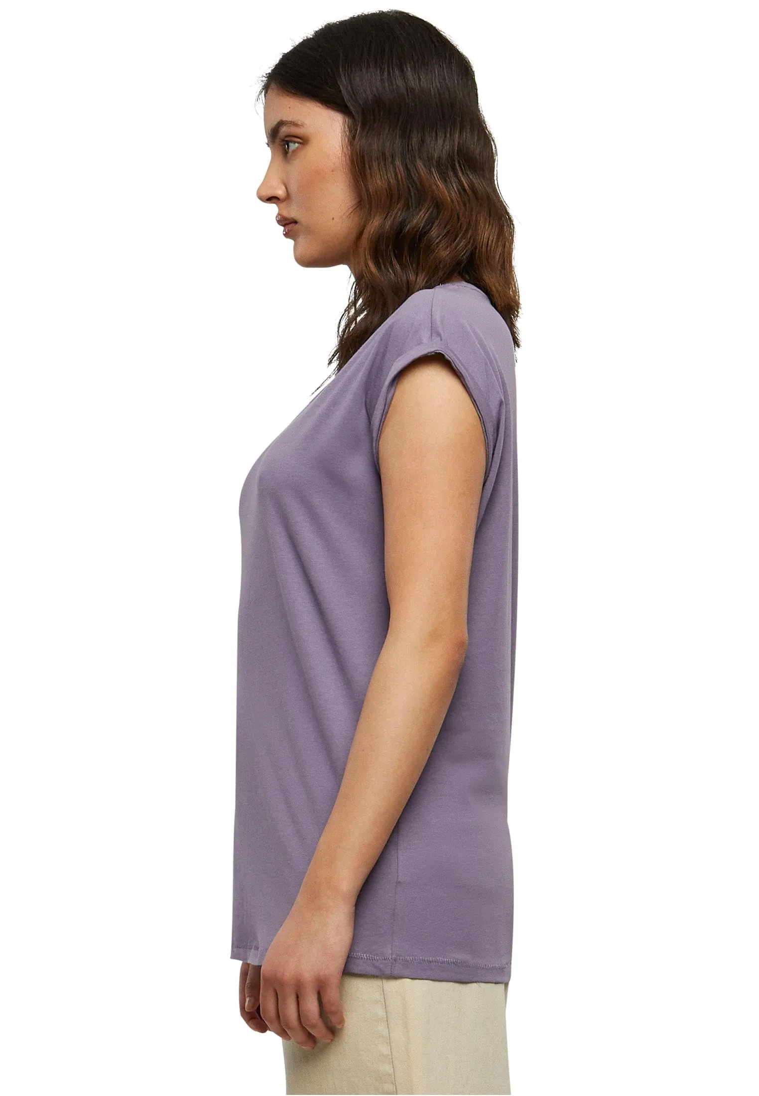 Urban Classics T-Shirt da Donna con Manica Arrotolata in Cotone, Rosso Ciliegia, Taglia XXL - immagine 2