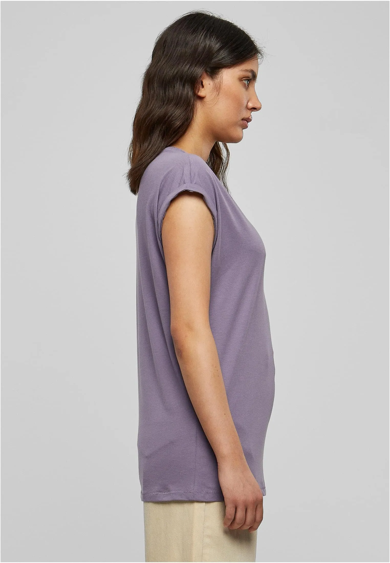 Urban Classics T-Shirt da Donna con Manica Arrotolata in Cotone, Rosso Ciliegia, Taglia XXL - immagine 8