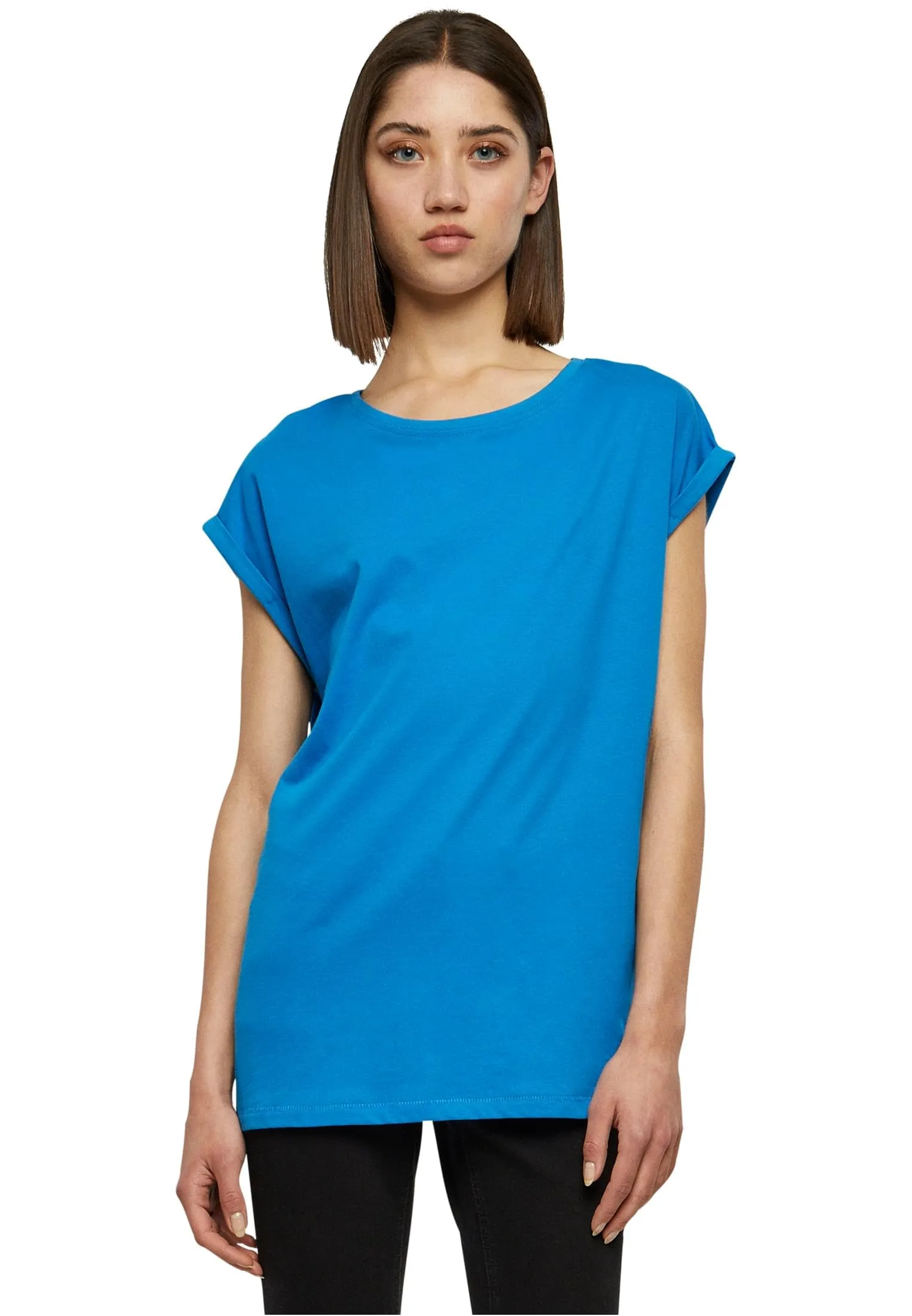 Urban Classics T-Shirt da Donna con Manica Arrotolata in Cotone, Rosso Ciliegia, XXL - immagine 1