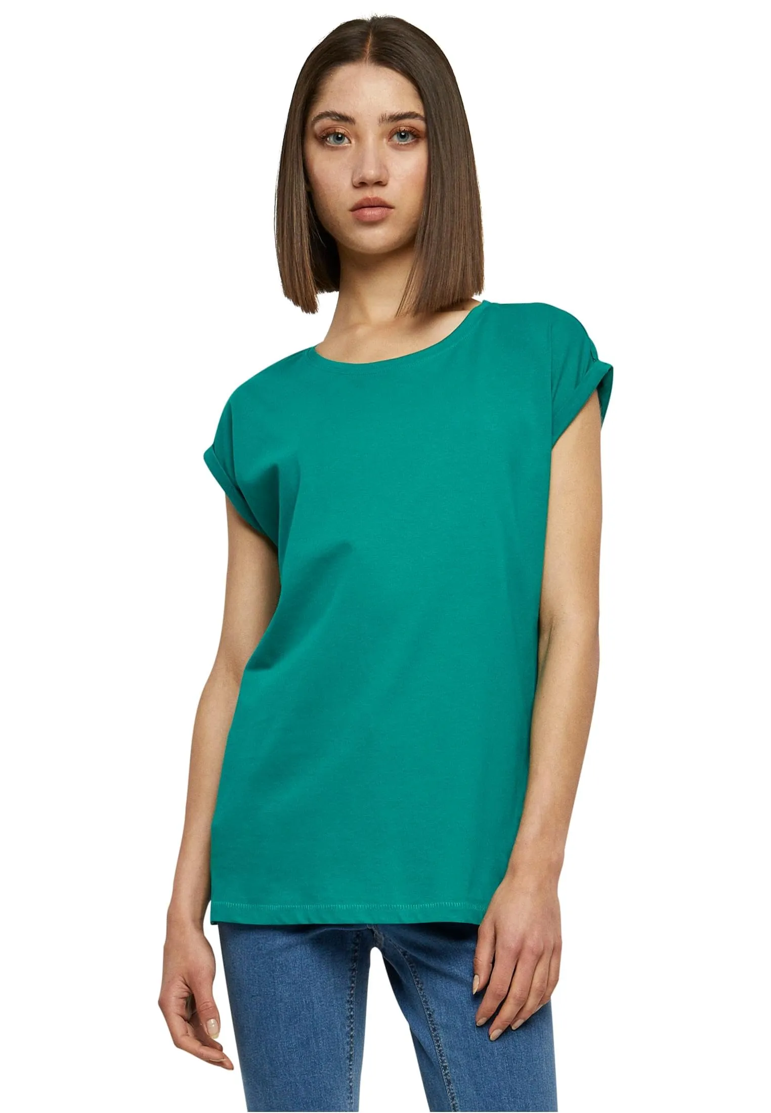 Urban Classics T-shirt da Donna con Manica Arrotolata in Cotone, Rosso Ciliegia, Taglia XXL - immagine 1
