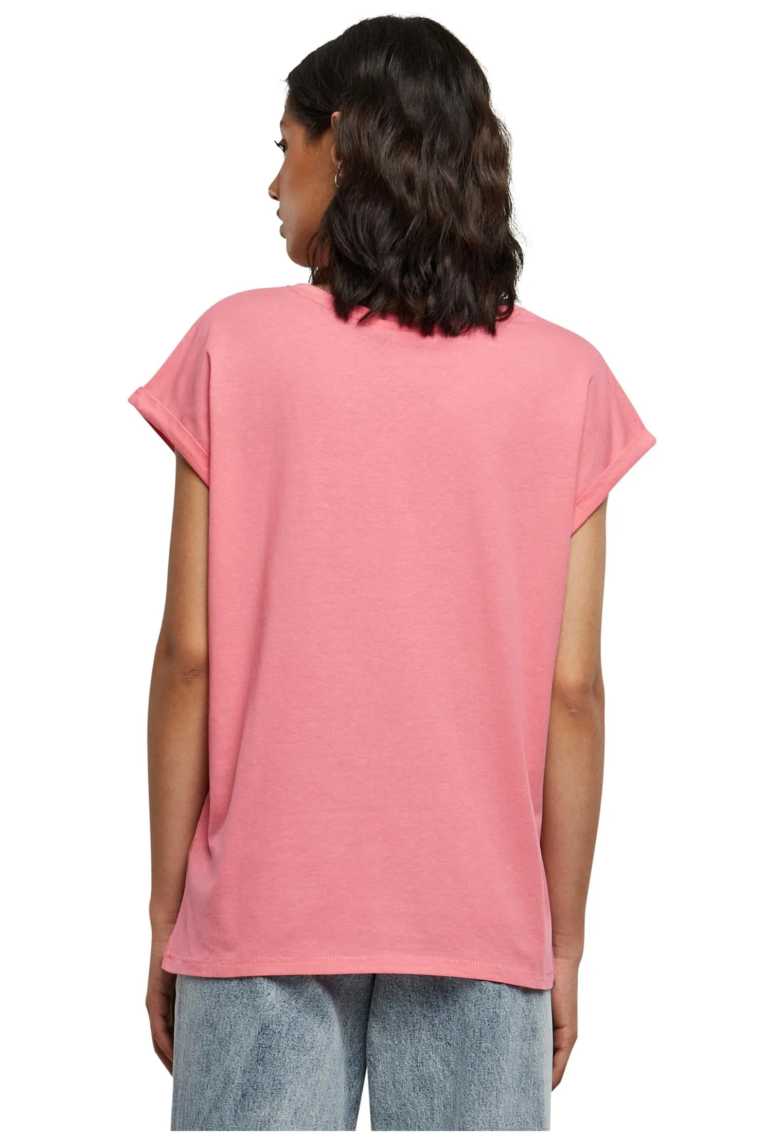 Urban Classics T-Shirt da Donna con Manica Arrotolata in Cotone, Rosso Ciliegia, Taglia XXL - immagine 3