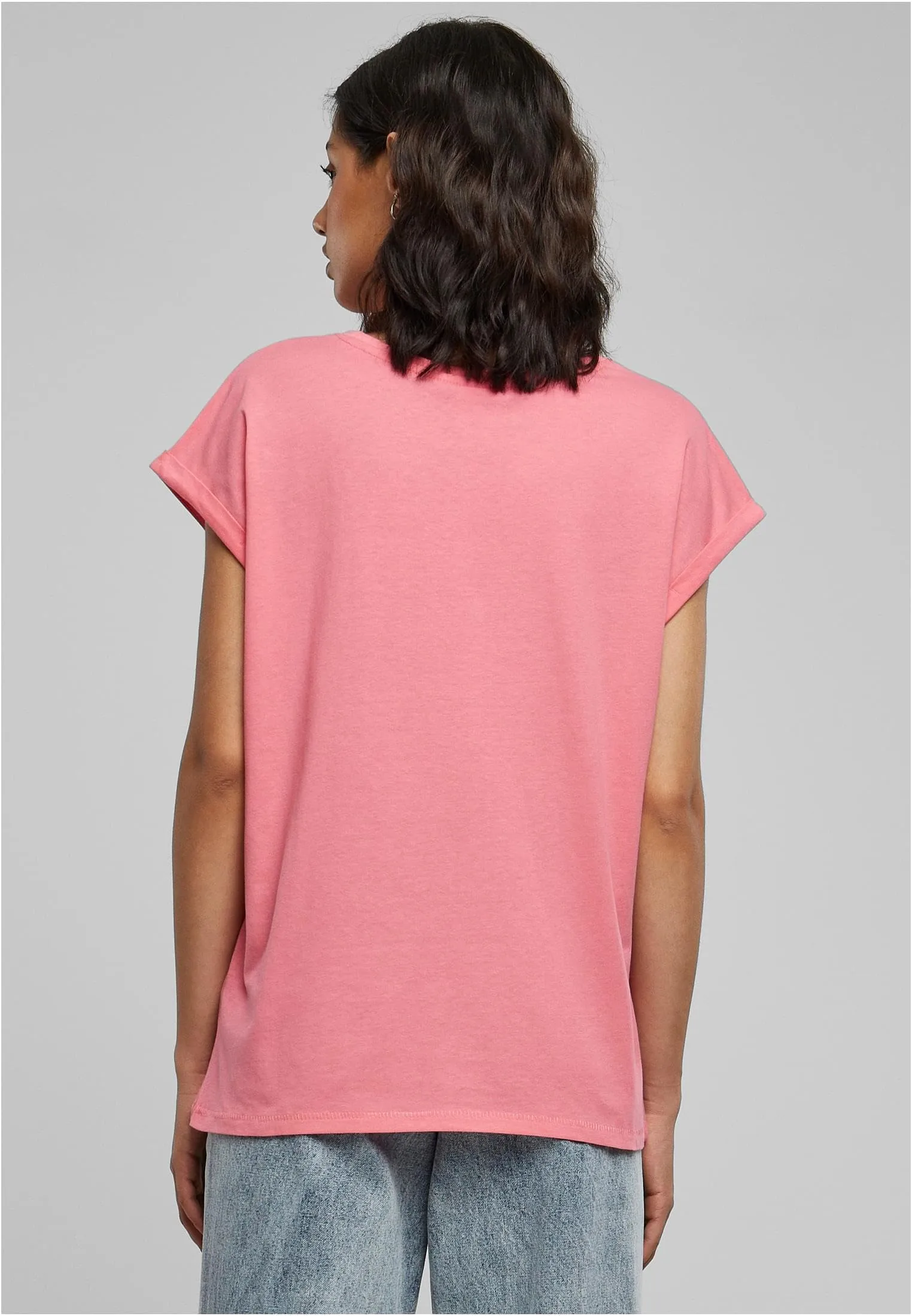 Urban Classics T-Shirt da Donna con Manica Arrotolata in Cotone, Rosso Ciliegia, Taglia XXL - immagine 8