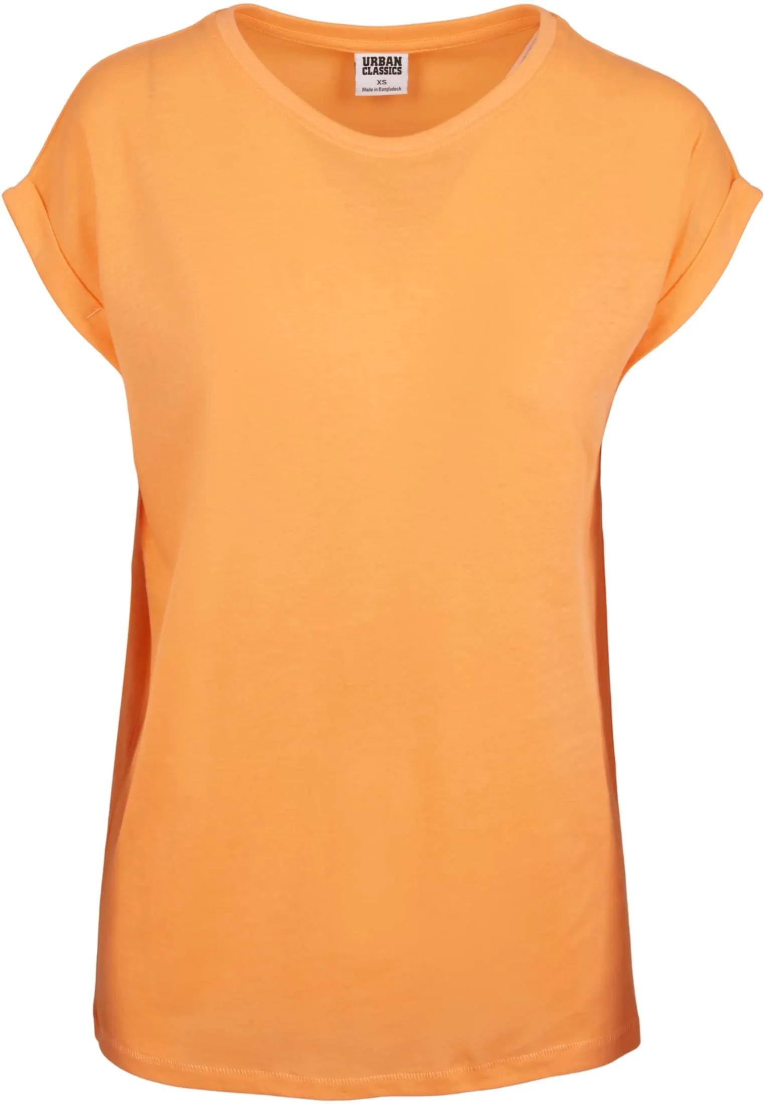 Urban Classics T-Shirt da Donna con Maniche Risvoltate, Scollo Tondo e Spalle Arrotondate, Arancione Papaia, Taglia M - immagine 6