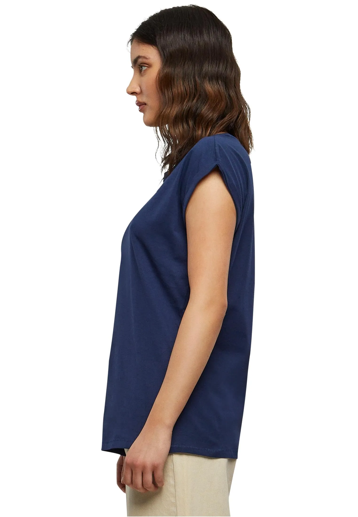 Urban Classics Maglietta da donna con spalla bassa in cotone, Navy, XL - immagine 2