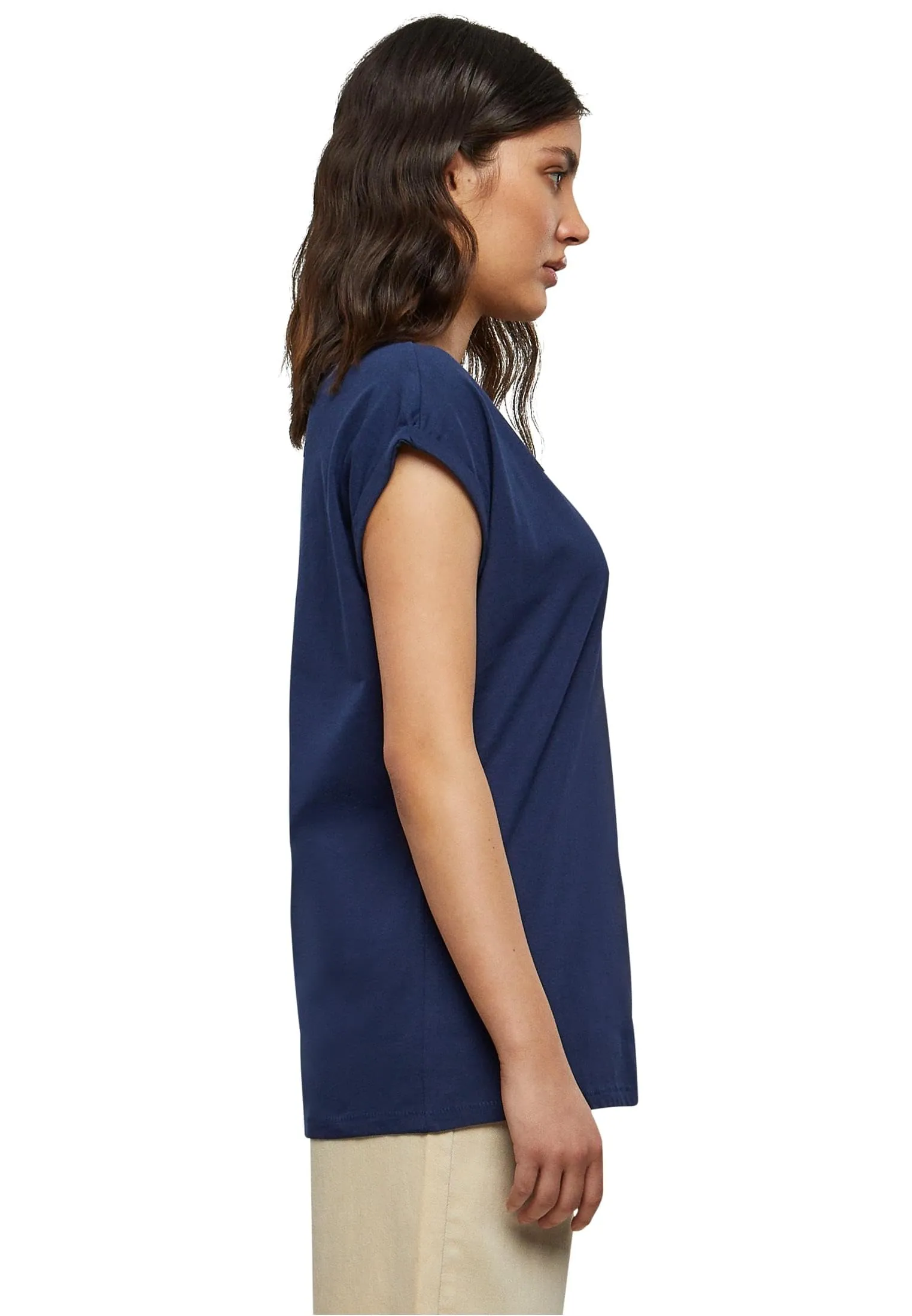 Urban Classics Maglietta da donna con spalla bassa in cotone, Navy, XL - immagine 4