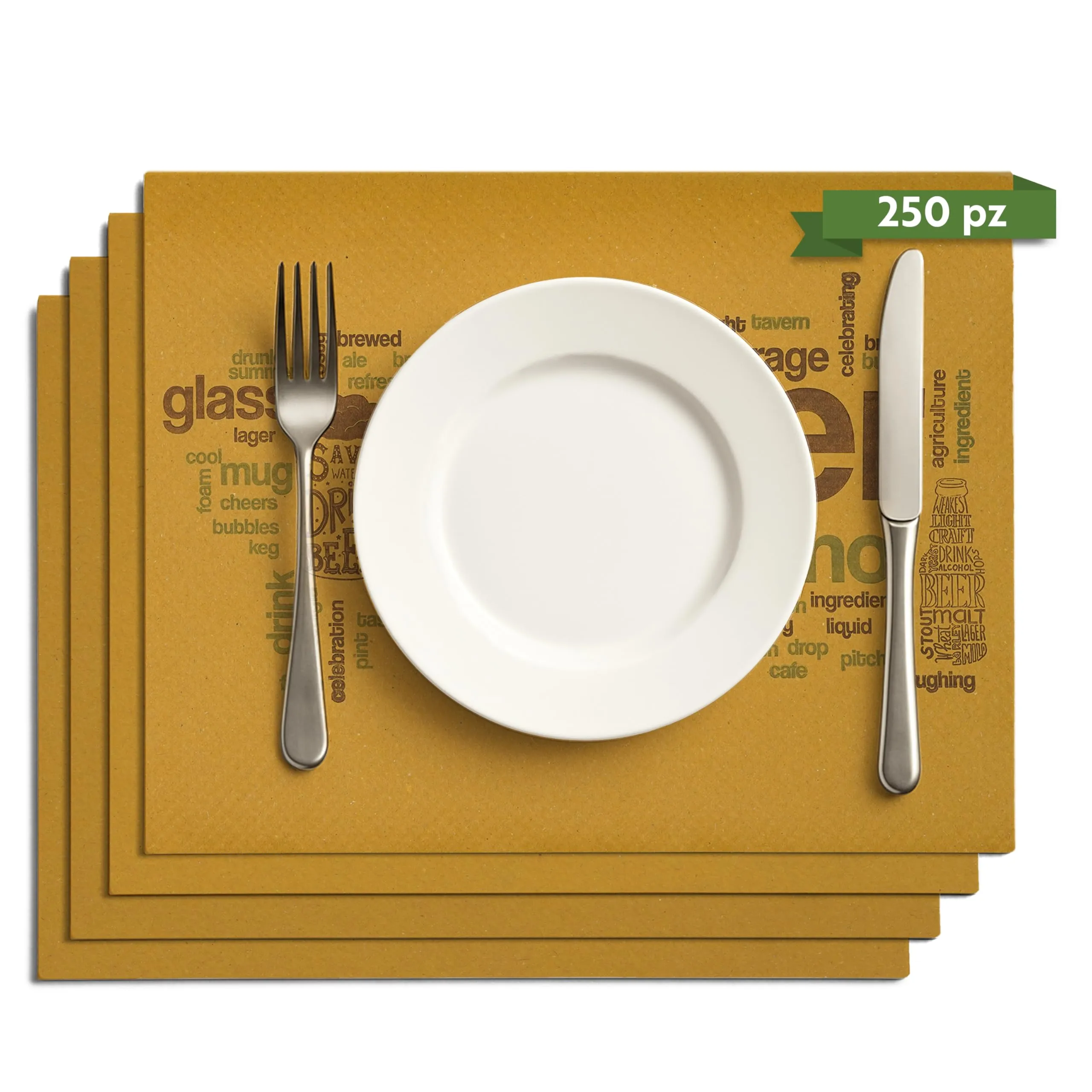GIORDANO Cart Tovagliette in Carta Paglia Goffrata Stile Beer, 250 Pezzi - immagine 1