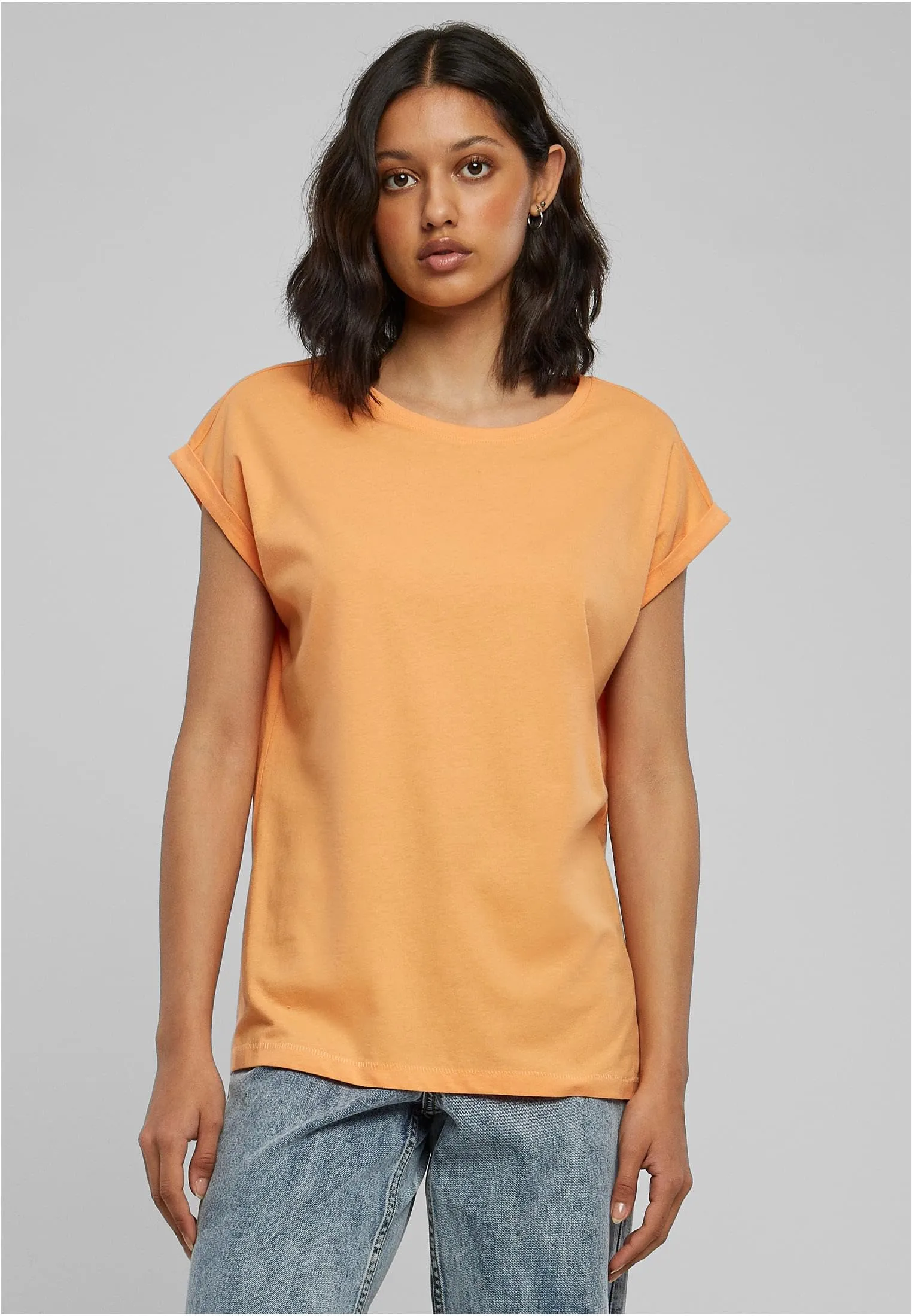 Urban Classics T-shirt da Donna con Manica Arrotolata in Cotone, Rosso Ciliegia, Taglia XXL - immagine 3