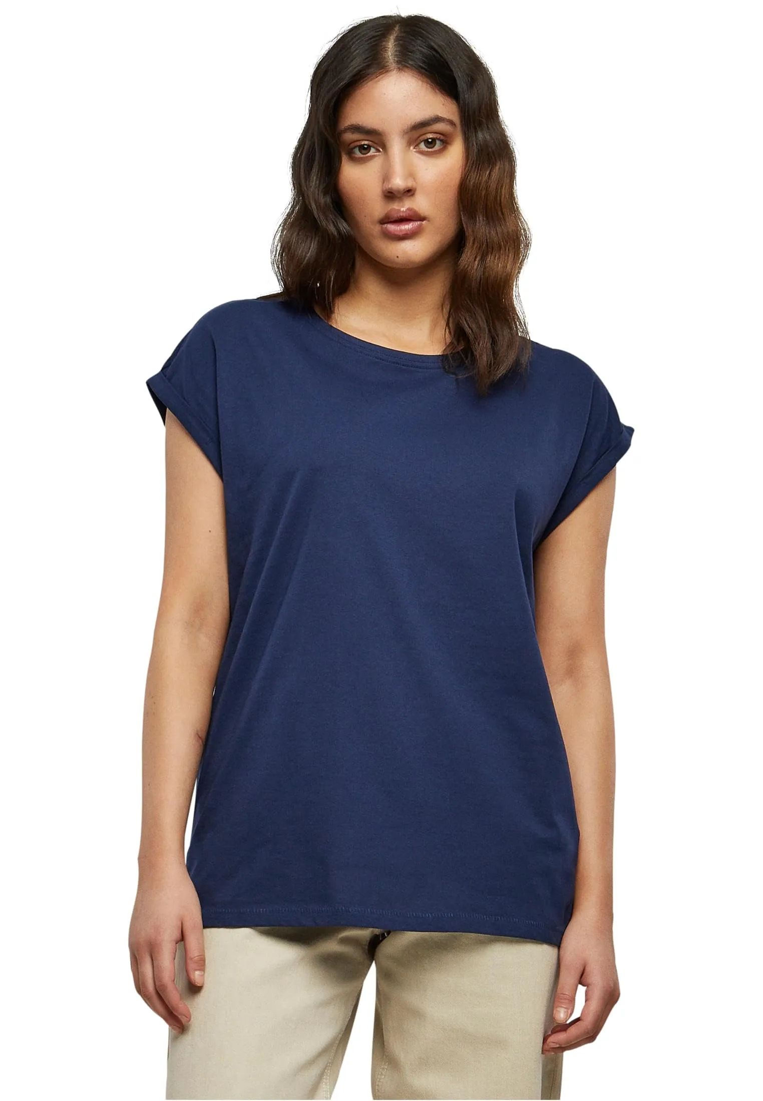 Urban Classics Maglietta da Donna con Spalle Estese, Navy, S - immagine 1