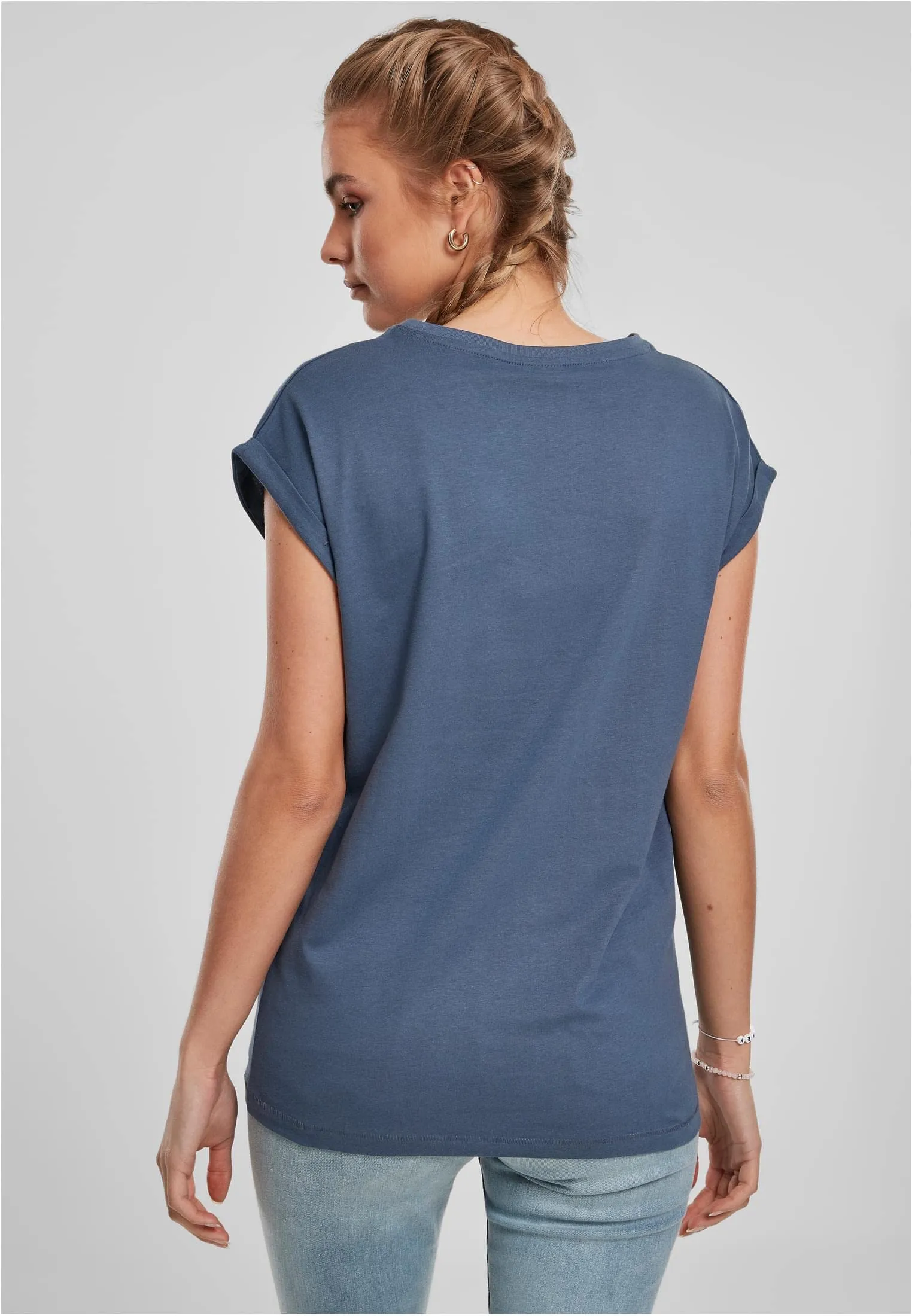 Urban Classics T-Shirt da Donna con Manica Arrotolata in Cotone, Vintageblue, XL - immagine 6