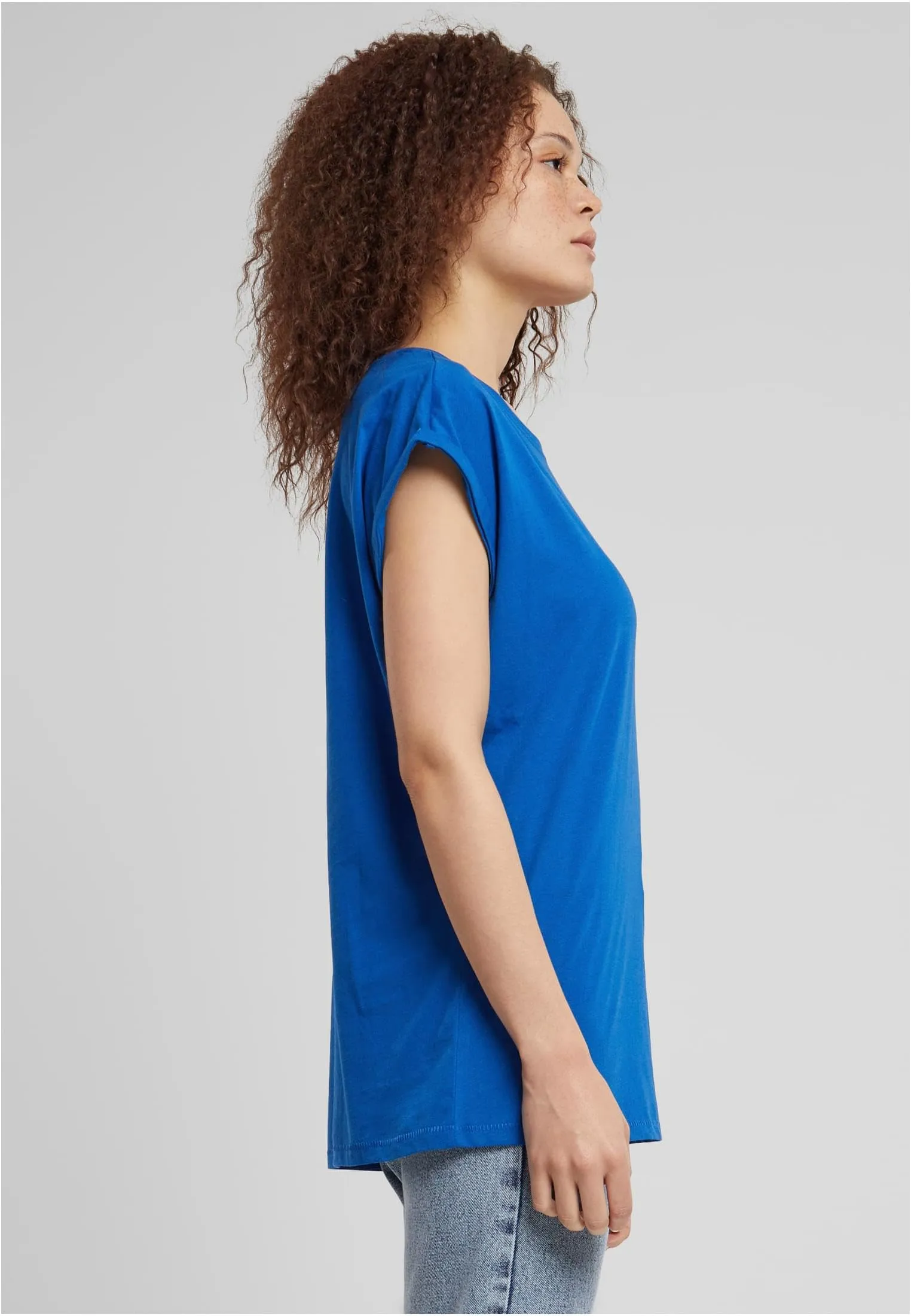 Urban Classics Donna T-shirt in Cotone con Maniche Arrotolate e Scollo Rotondo, Rosso Ciliegia, Taglia XXL - immagine 8