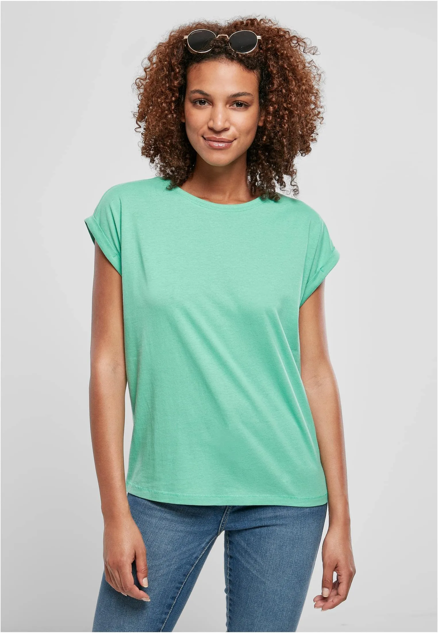 Urban Classics T-shirt da Donna con Manica Arrotolata in Cotone, Rosso Ciliegia, Taglia XXL - immagine 3