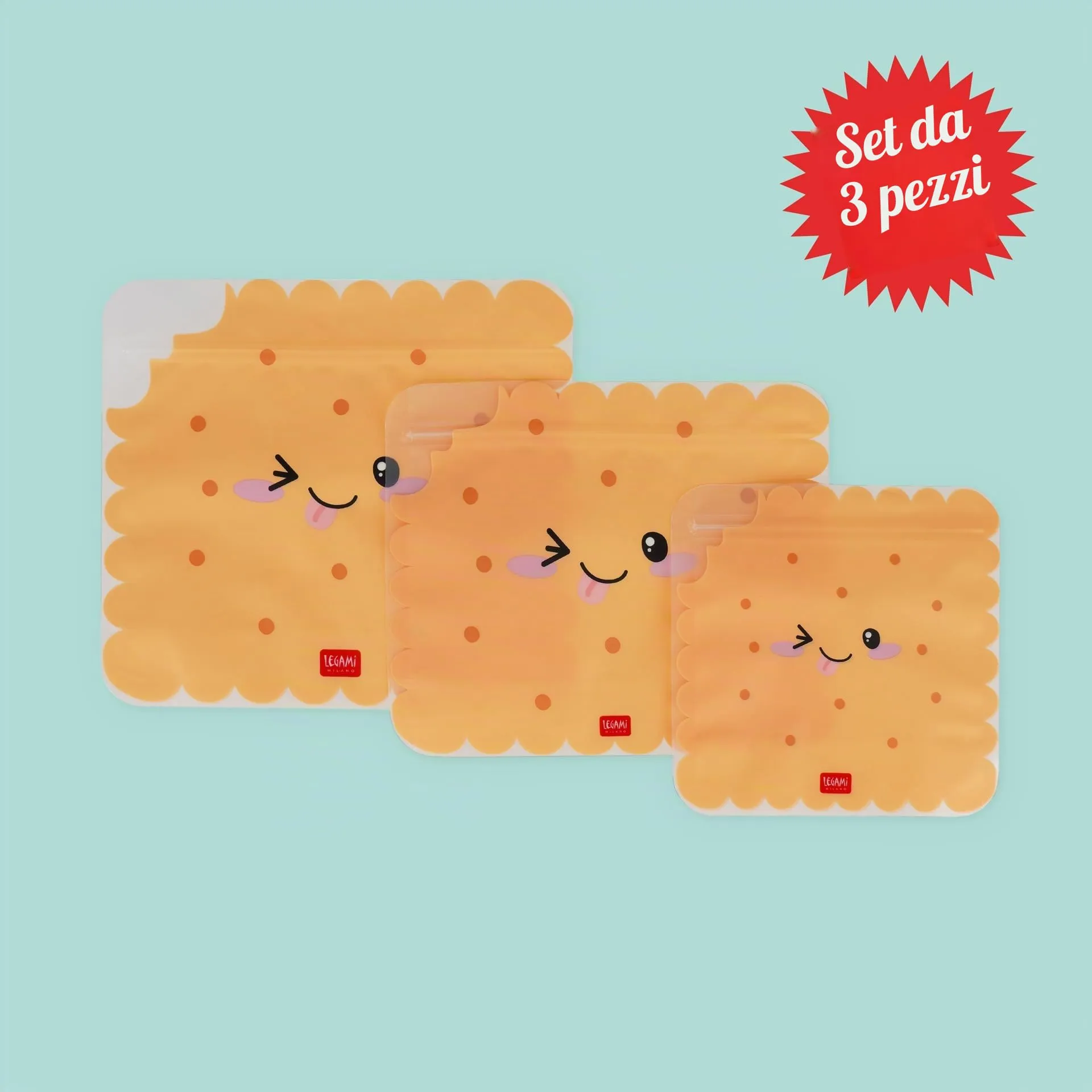 Legami Set di 3 Buste per Alimenti Cookie, Misure S, M, L - immagine 3