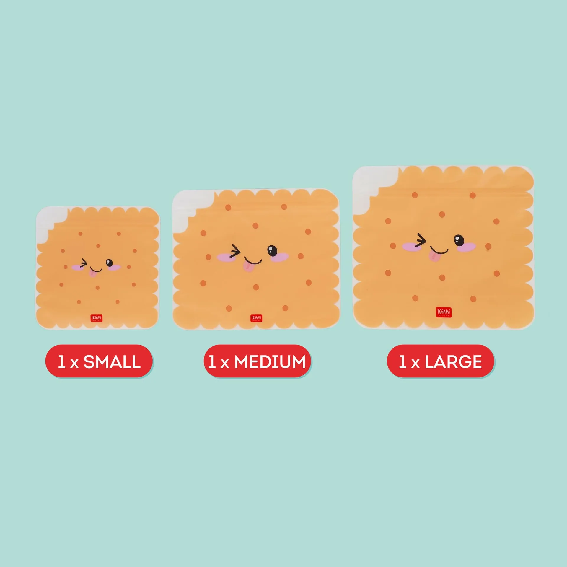 Legami Set di 3 Buste per Alimenti Cookie, Misure S, M, L - immagine 4