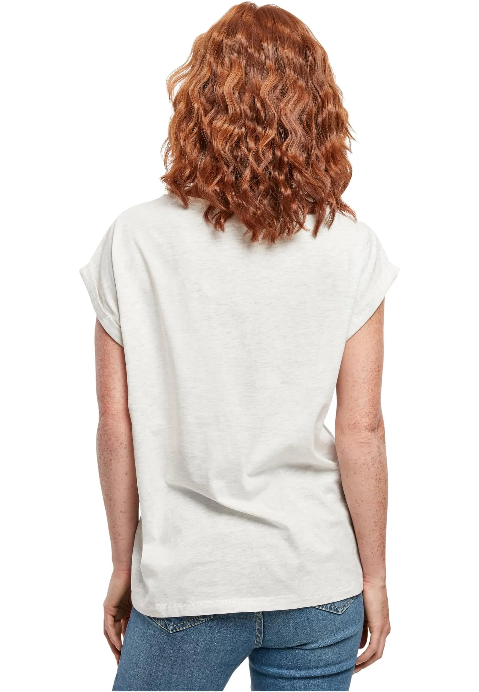 Urban Classics Donna T-shirt in Cotone con Manica Arrotolata e Scollo Rotondo, Rosso Ciliegia, Taglia XXL - immagine 4