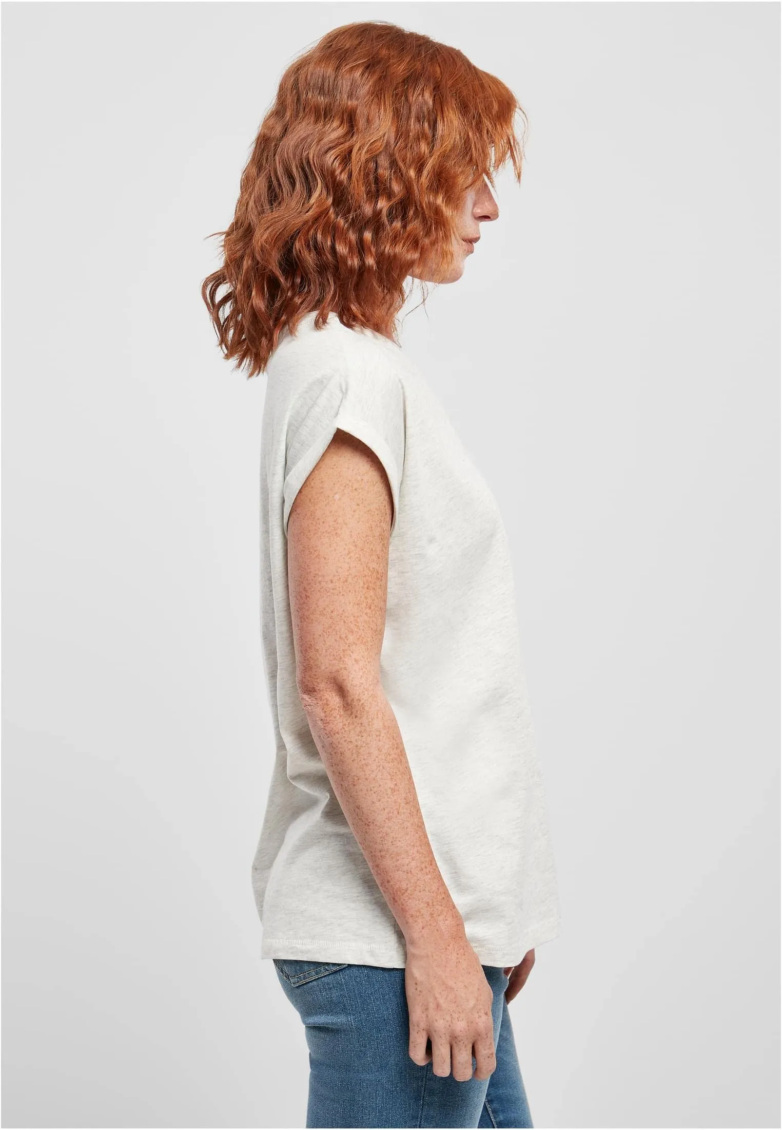 Urban Classics Donna T-shirt in Cotone con Manica Arrotolata e Scollo Rotondo, Rosso Ciliegia, Taglia XXL - immagine 10