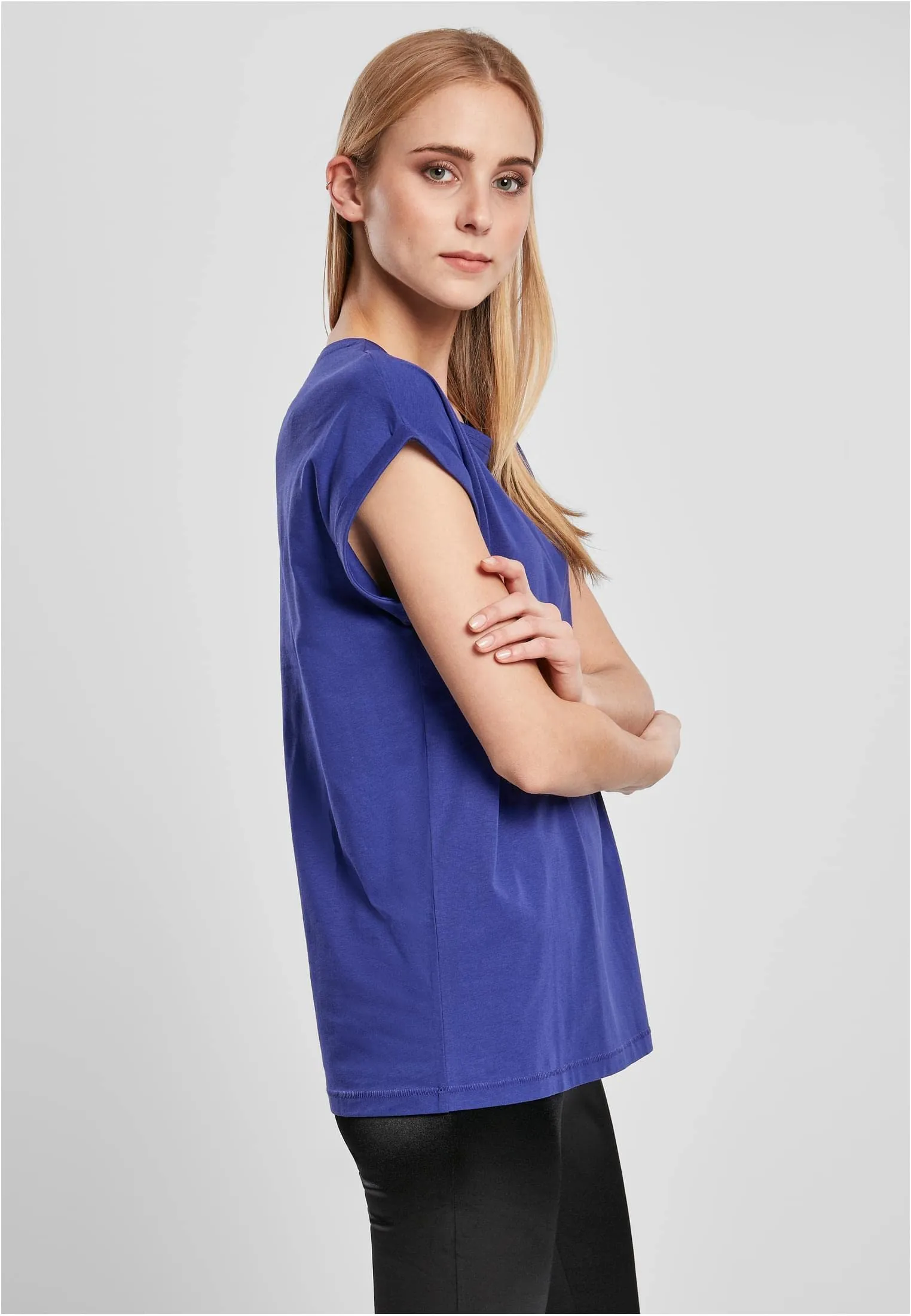 Urban Classics T-shirt da Donna con Maniche Arrotolate in Cotone, Rosso Ciliegia, XXL - immagine 8