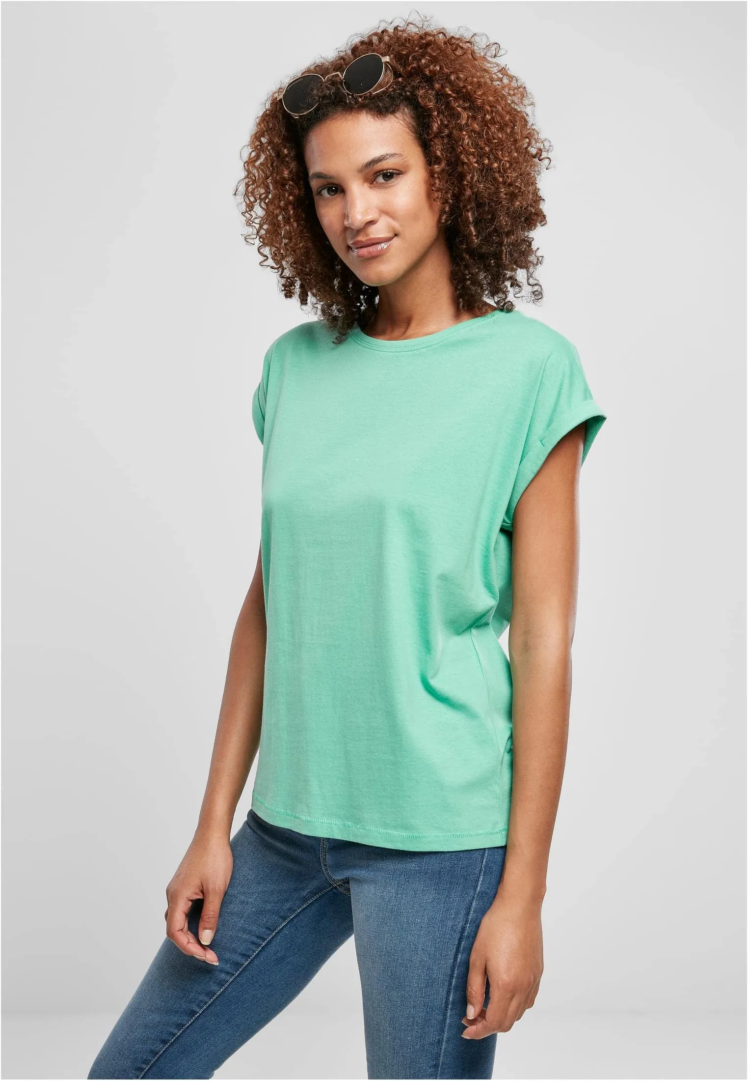 Urban Classics T-shirt da Donna con Manica Arrotolata in Cotone, Rosso Ciliegia, Taglia XXL - immagine 7
