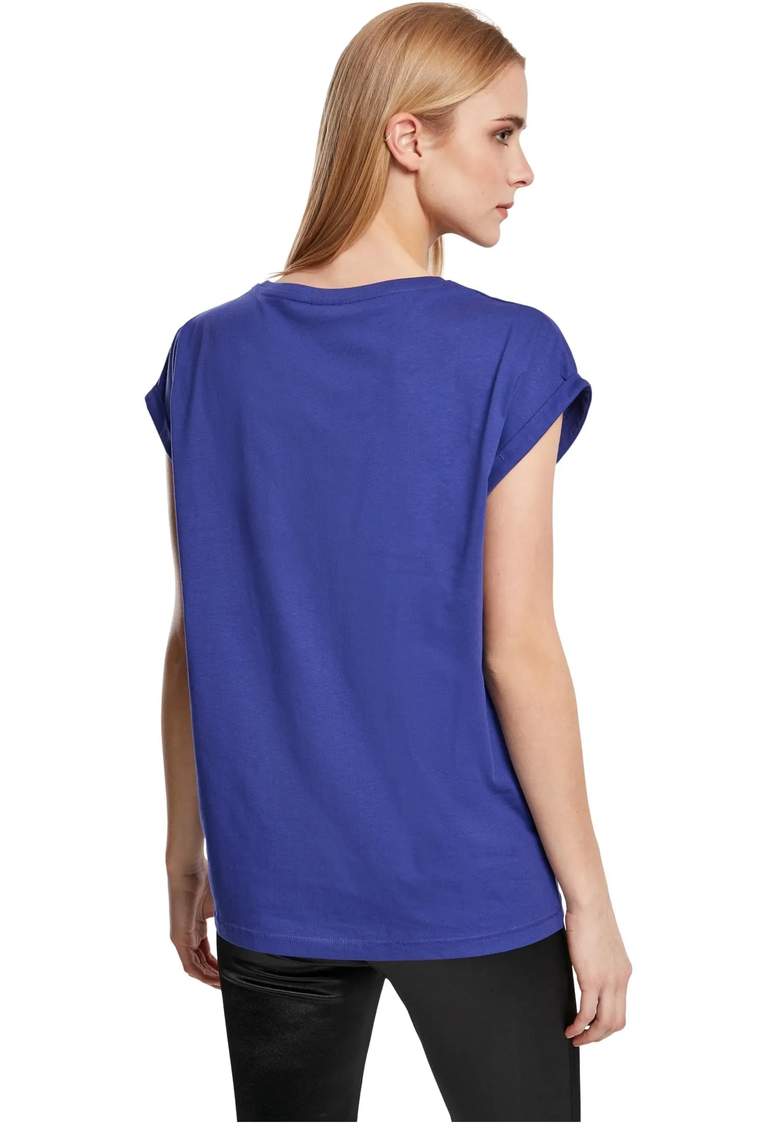 Urban Classics Donna T-Shirt Manica Arrotolata in Cotone Rosso Ciliegia XXL - immagine 3