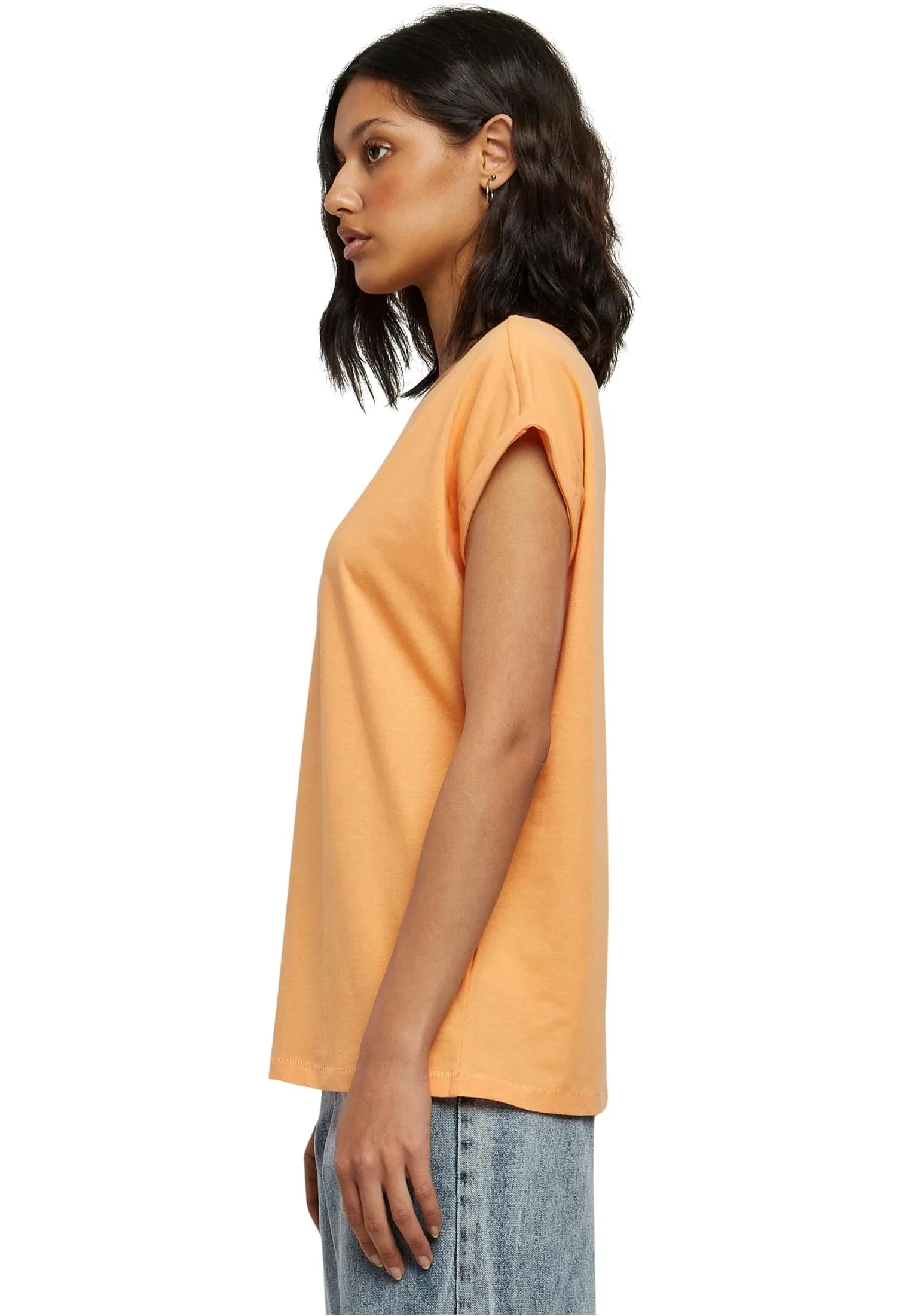 Urban Classics T-Shirt da Donna con Manica Arrotolata in Cotone, Rosso Ciliegia, Taglia XXL - immagine 2