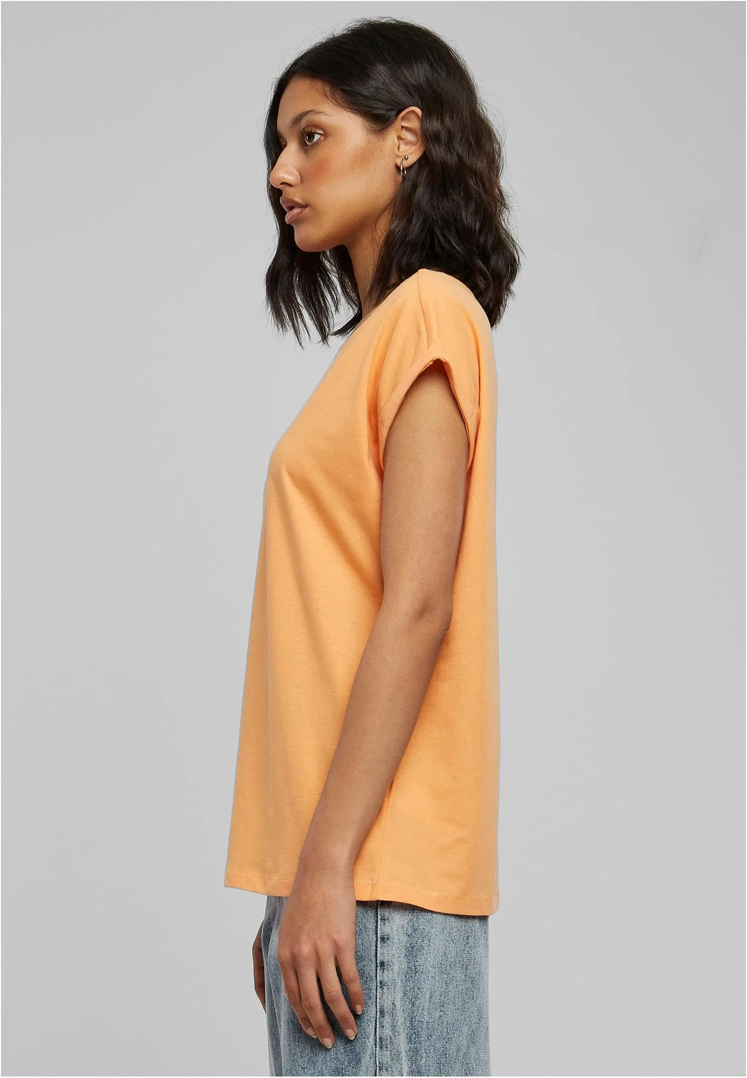 Urban Classics T-Shirt da Donna con Manica Arrotolata in Cotone, Rosso Ciliegia, Taglia XXL - immagine 9