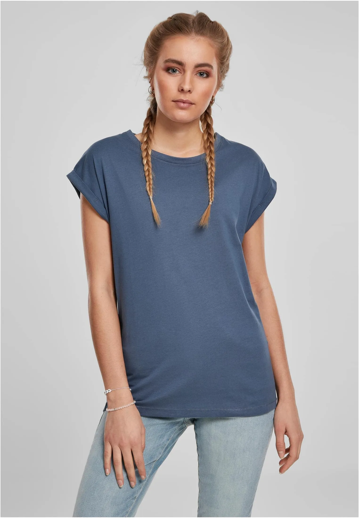 Urban Classics T-Shirt da Donna con Manica Arrotolata in Cotone, Rosso Ciliegia, Taglia XXL - immagine 3