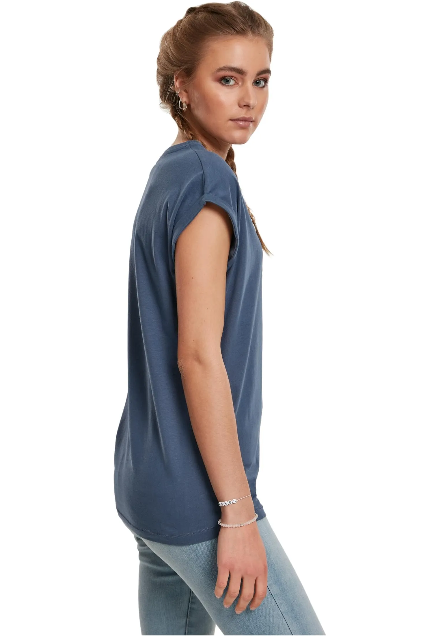 Urban Classics T-Shirt da Donna con Manica Arrotolata in Cotone, Rosso Ciliegia, Taglia XXL - immagine 2