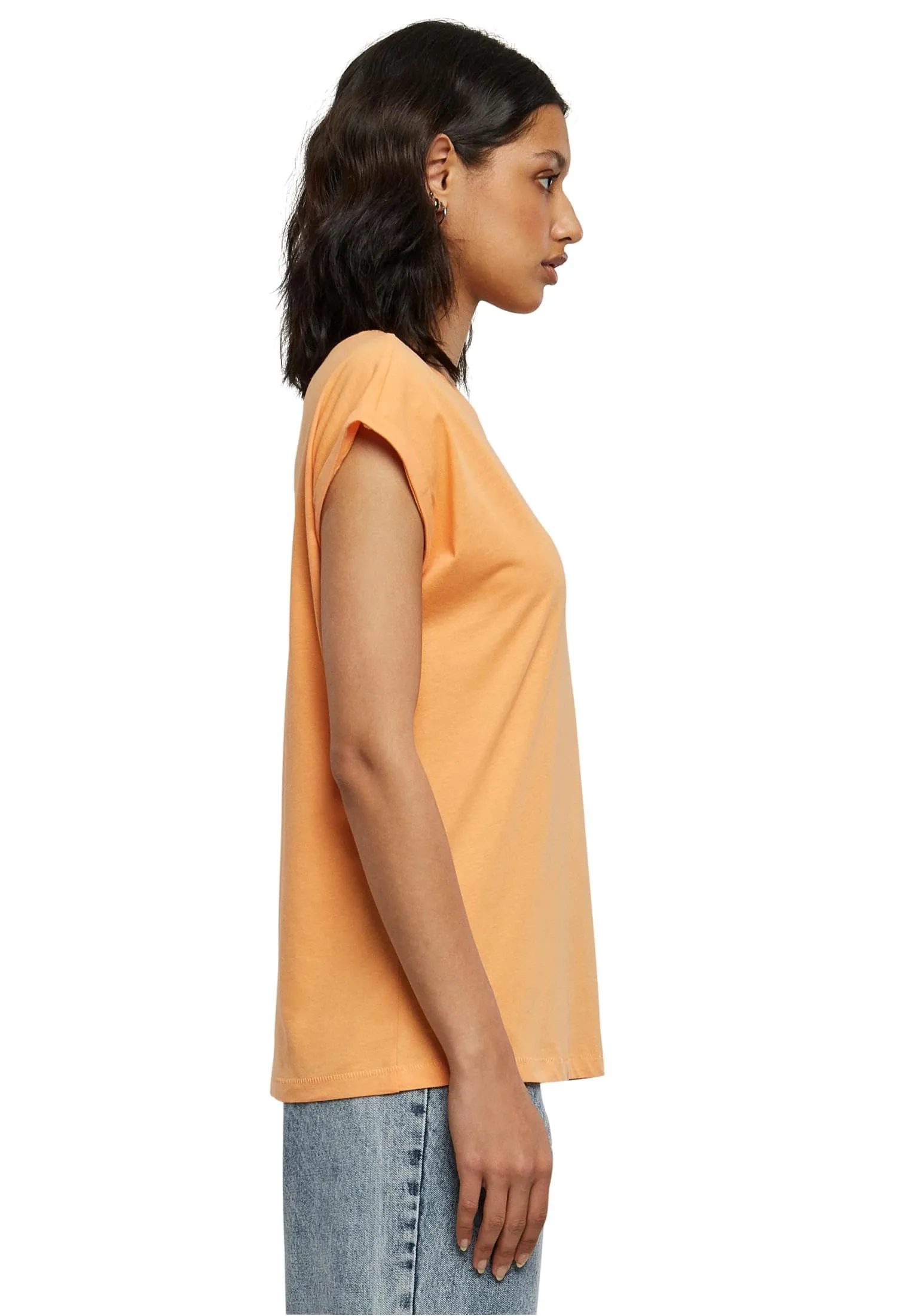 Urban Classics T-Shirt da Donna con Manica Arrotolata in Cotone, Rosso Ciliegia, XXL - immagine 2