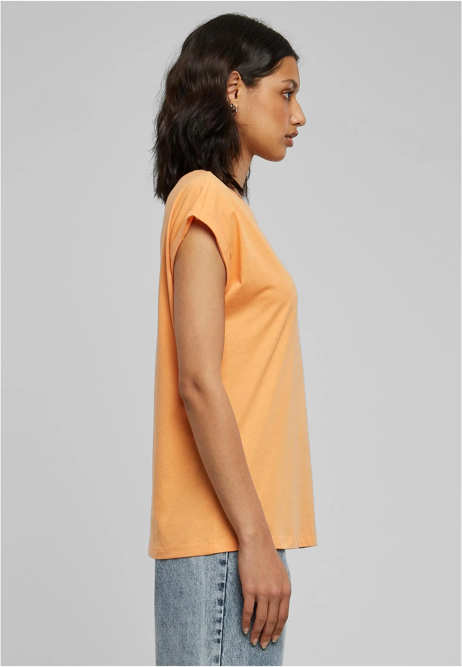 Urban Classics T-Shirt da Donna con Manica Arrotolata in Cotone, Rosso Ciliegia, XXL - immagine 8