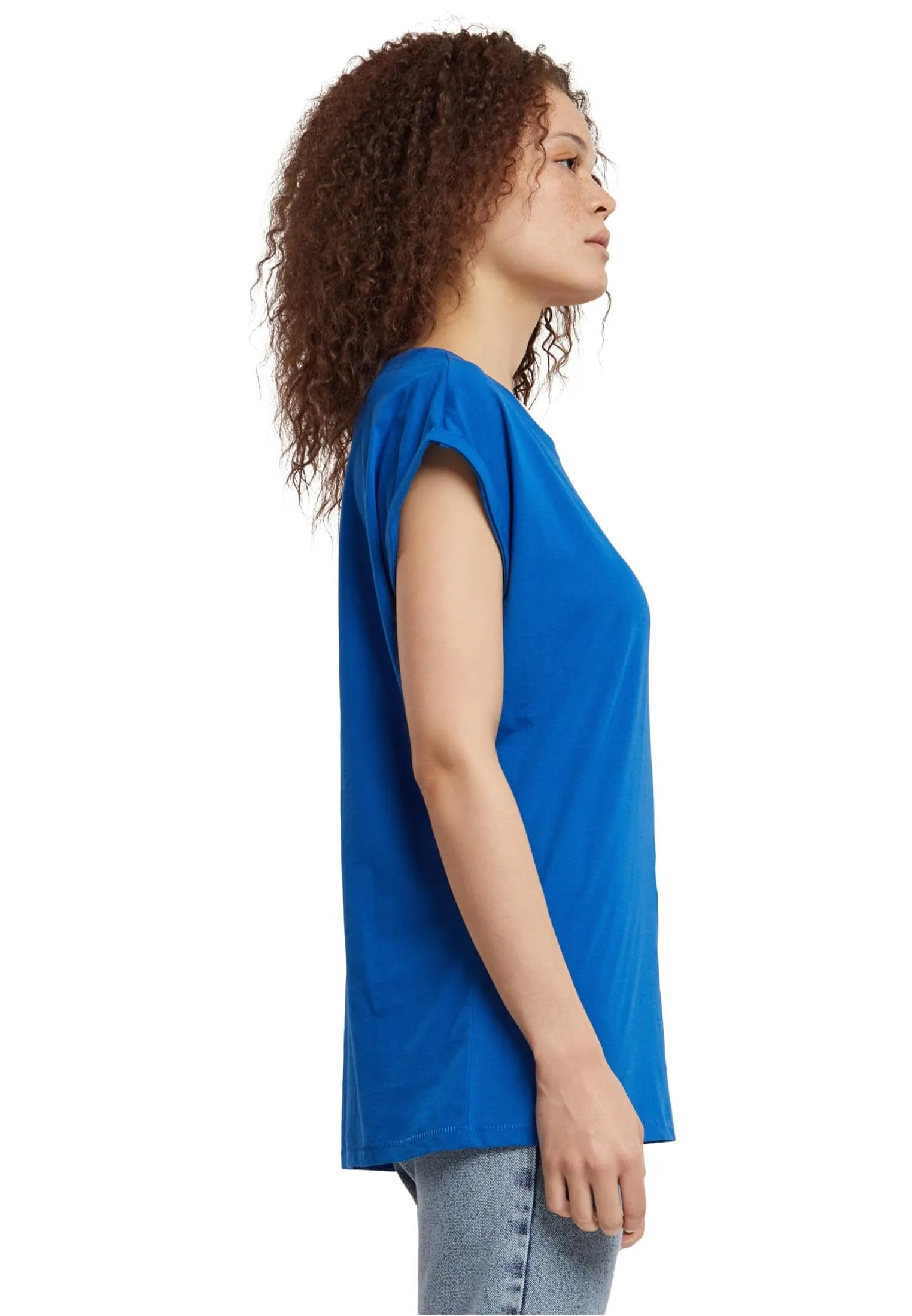 Urban Classics Donna T-shirt in Cotone con Manica Arrotolata e Scollo Rotondo, Rosso Ciliegia, Taglia XXL - immagine 2