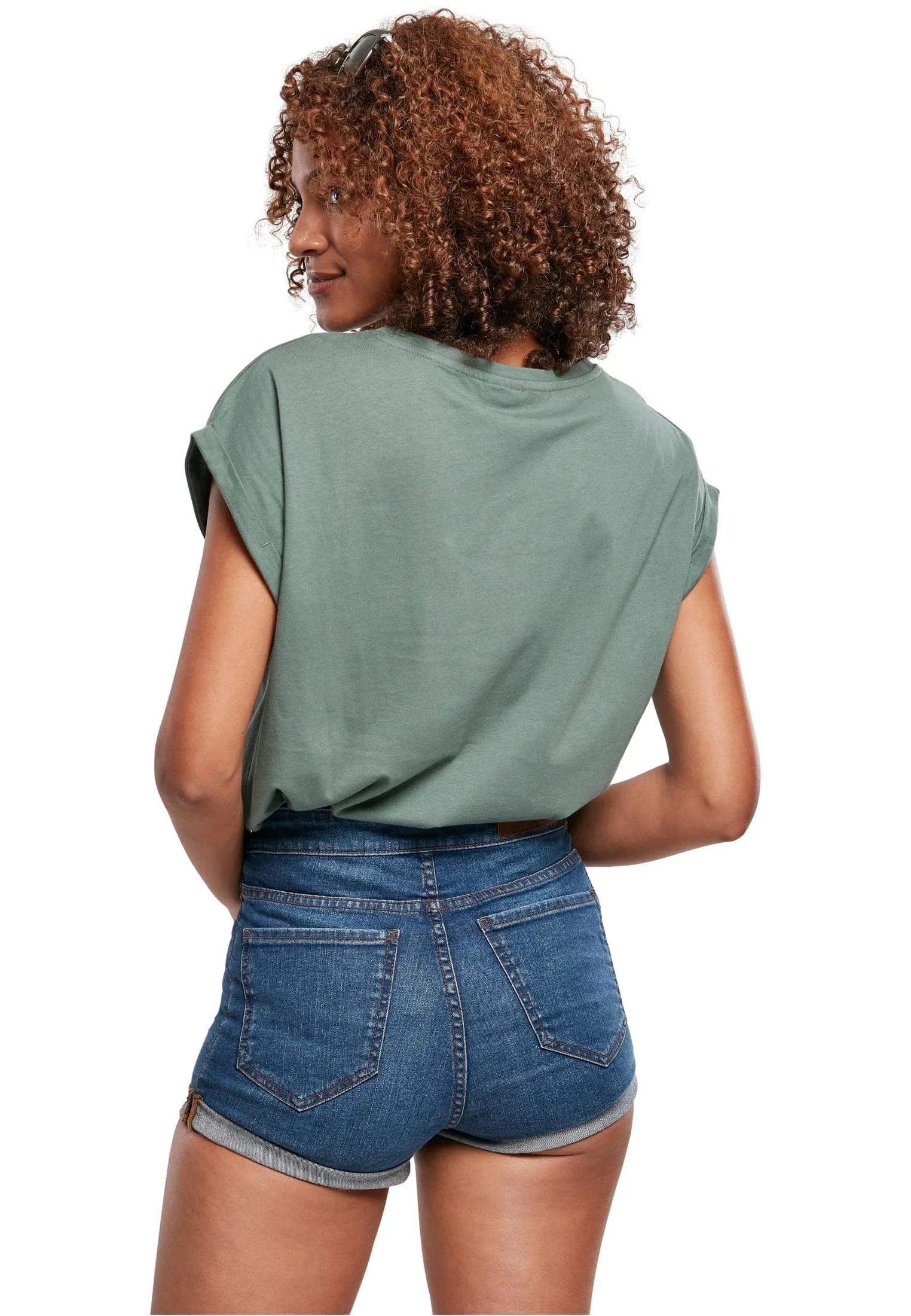 Urban Classics Donna Extended Shoulder Tee in Cotone, Rosso Ciliegia, XXL - immagine 3