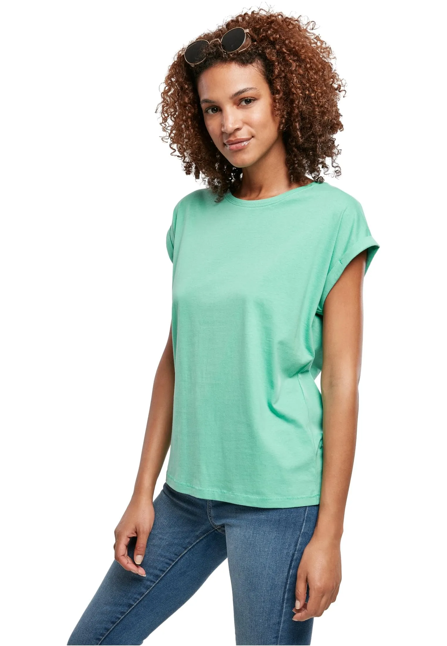 Urban Classics T-shirt da Donna con Manica Arrotolata in Cotone, Rosso Ciliegia, Taglia XXL - immagine 2
