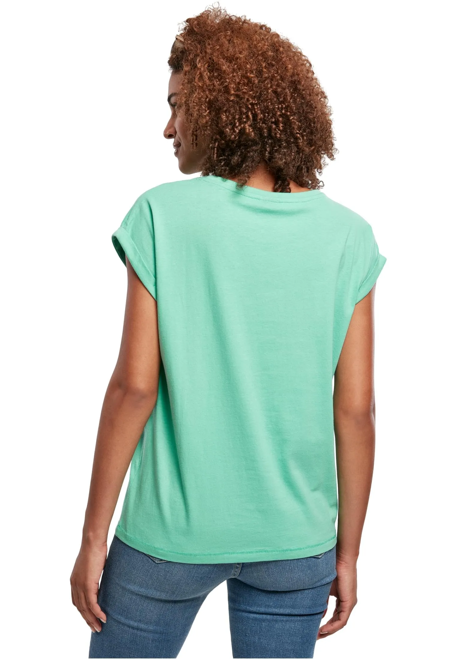 Urban Classics T-shirt da Donna con Maniche Arrotolate in Cotone, Rosso Ciliegia, Taglia XXL - immagine 3